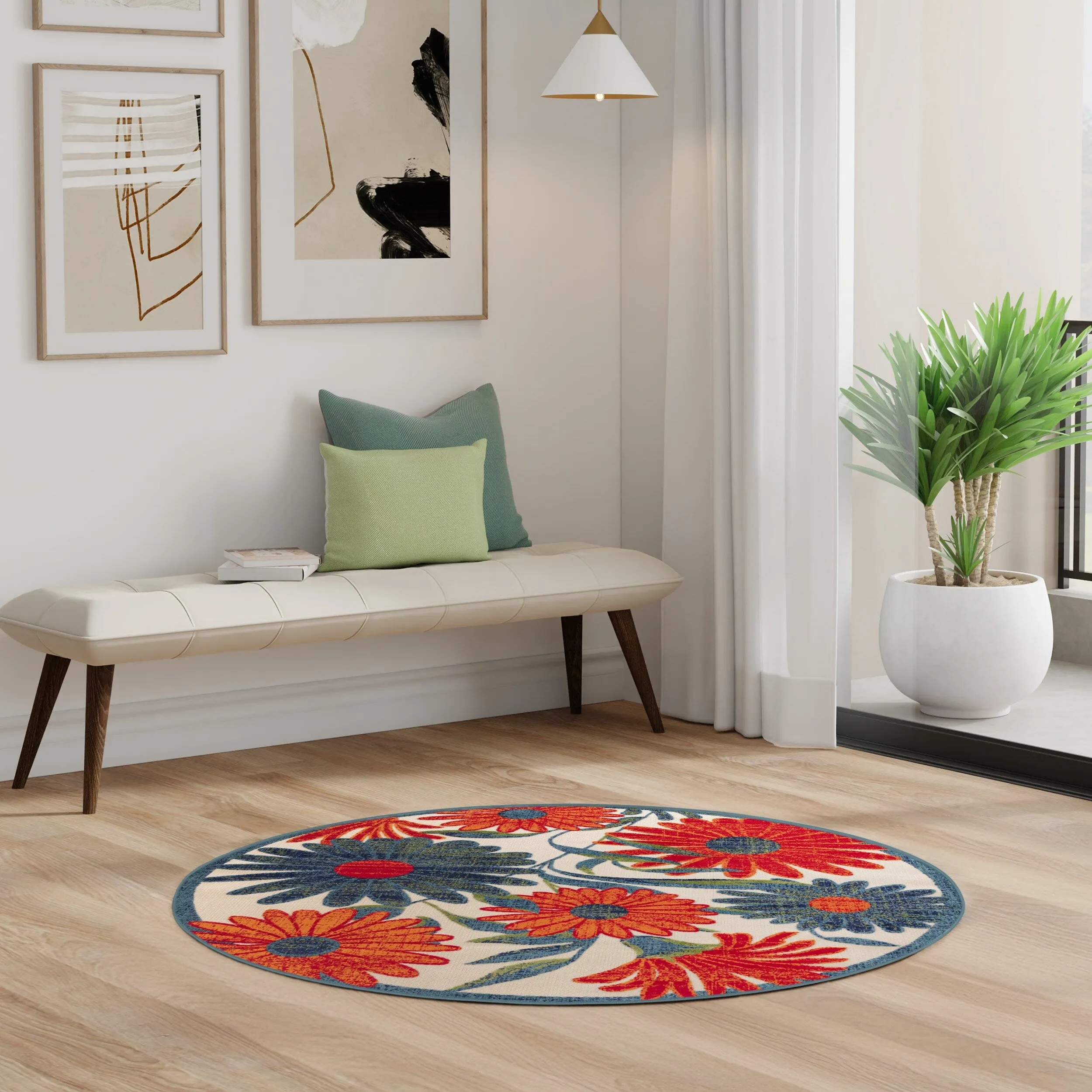 Nourison Alice Indoor/Outdoor Floral Area Rug.