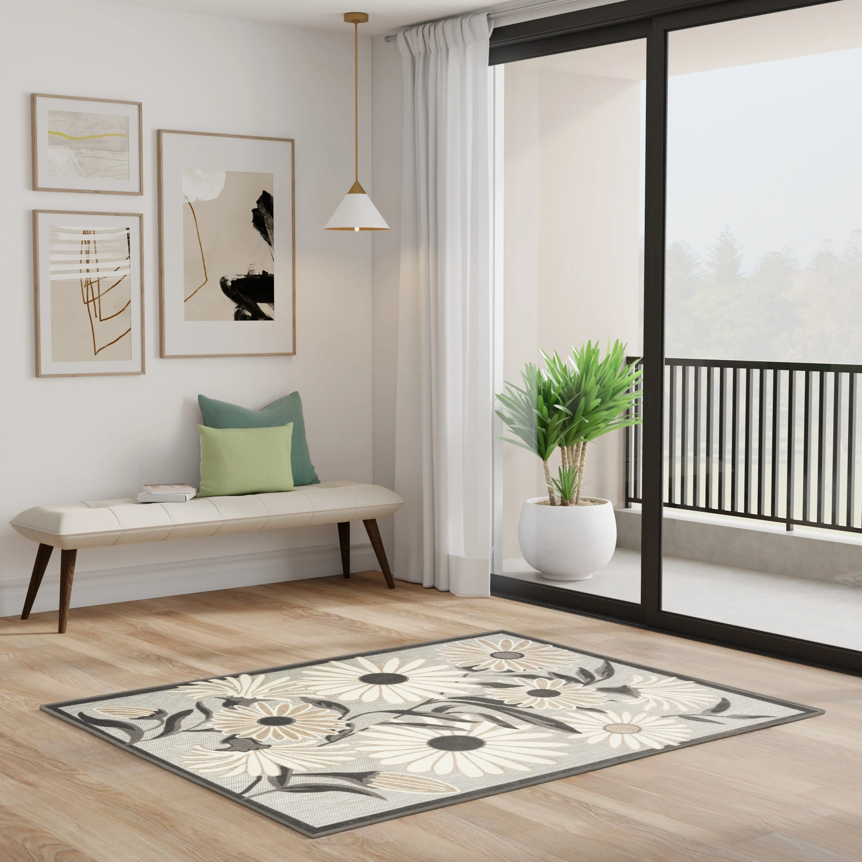 Nourison Alice Indoor/Outdoor Floral Area Rug.