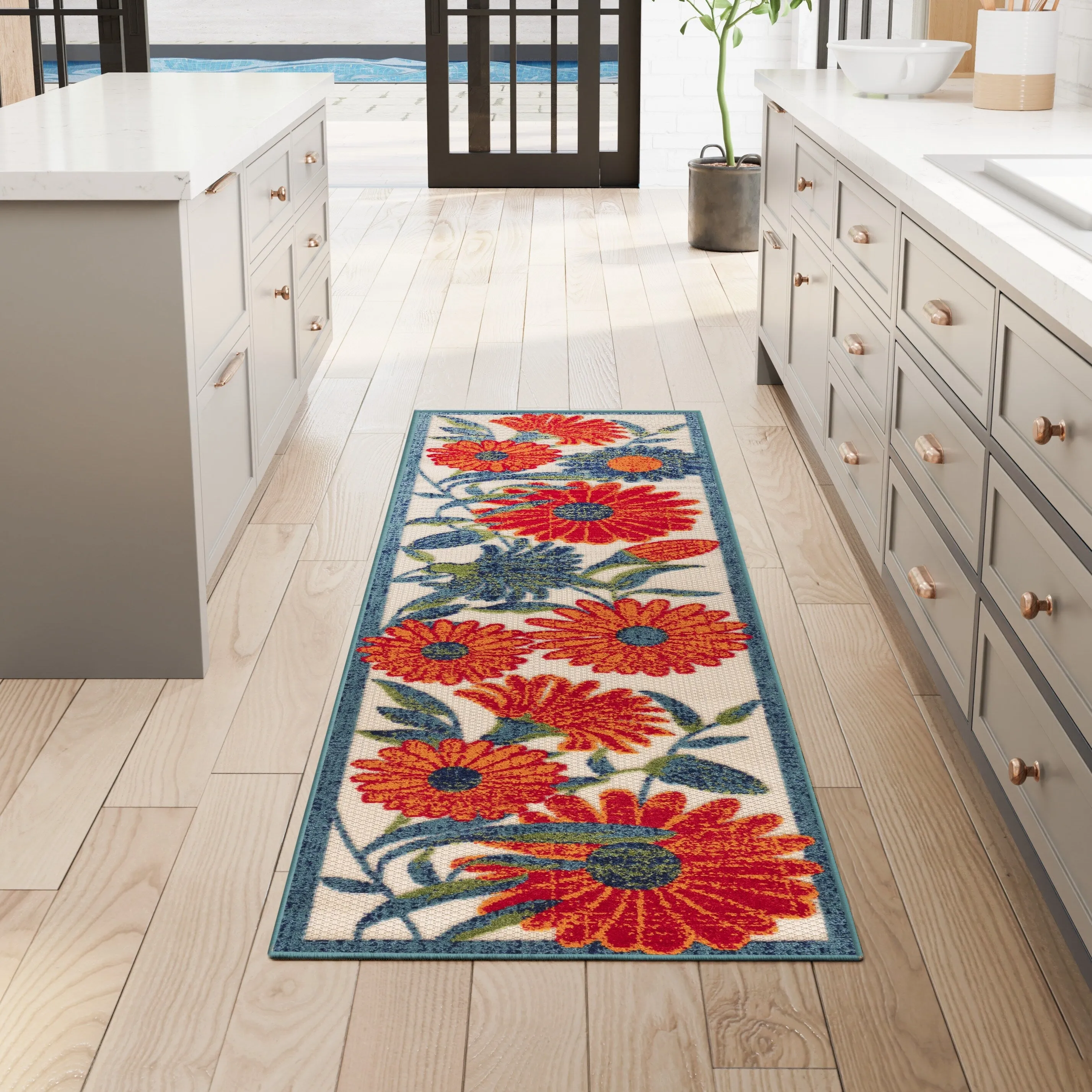 Nourison Alice Indoor/Outdoor Floral Area Rug.