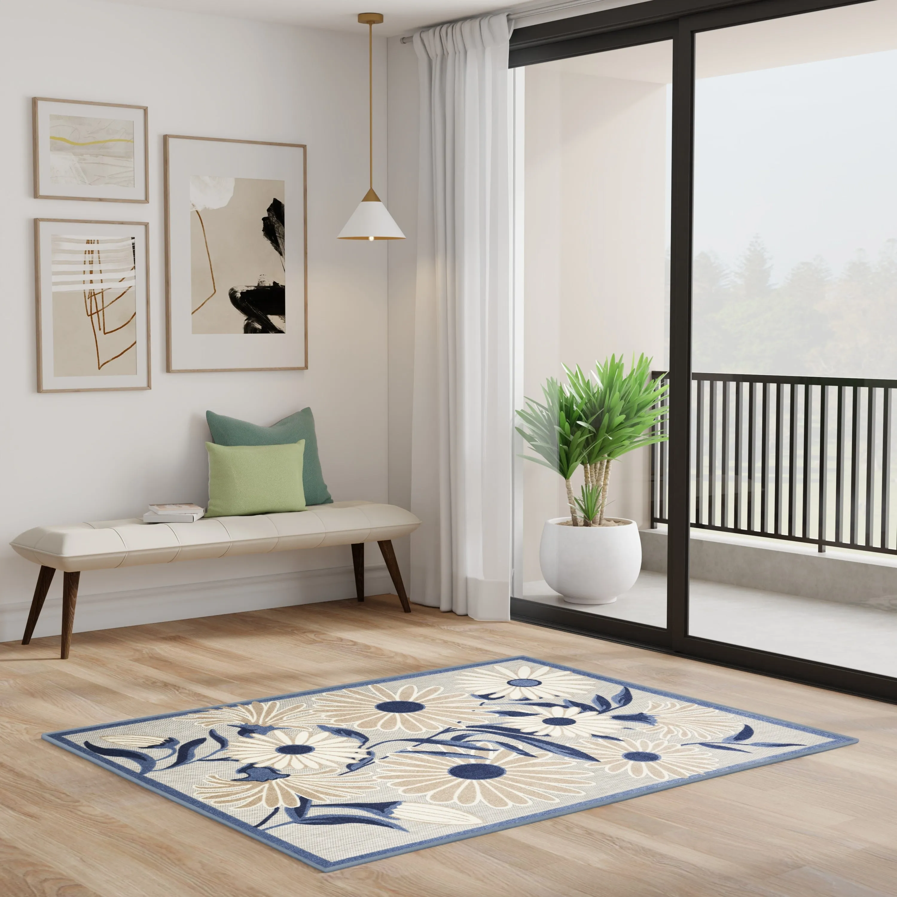 Nourison Alice Indoor/Outdoor Floral Area Rug.
