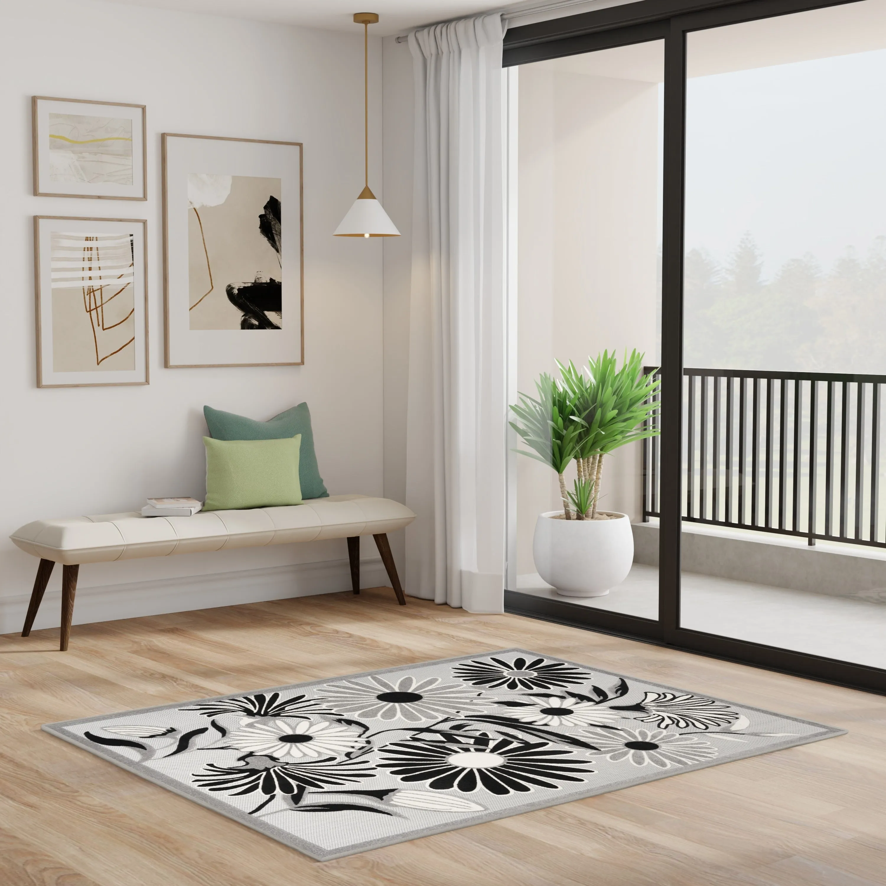 Nourison Alice Indoor/Outdoor Floral Area Rug.
