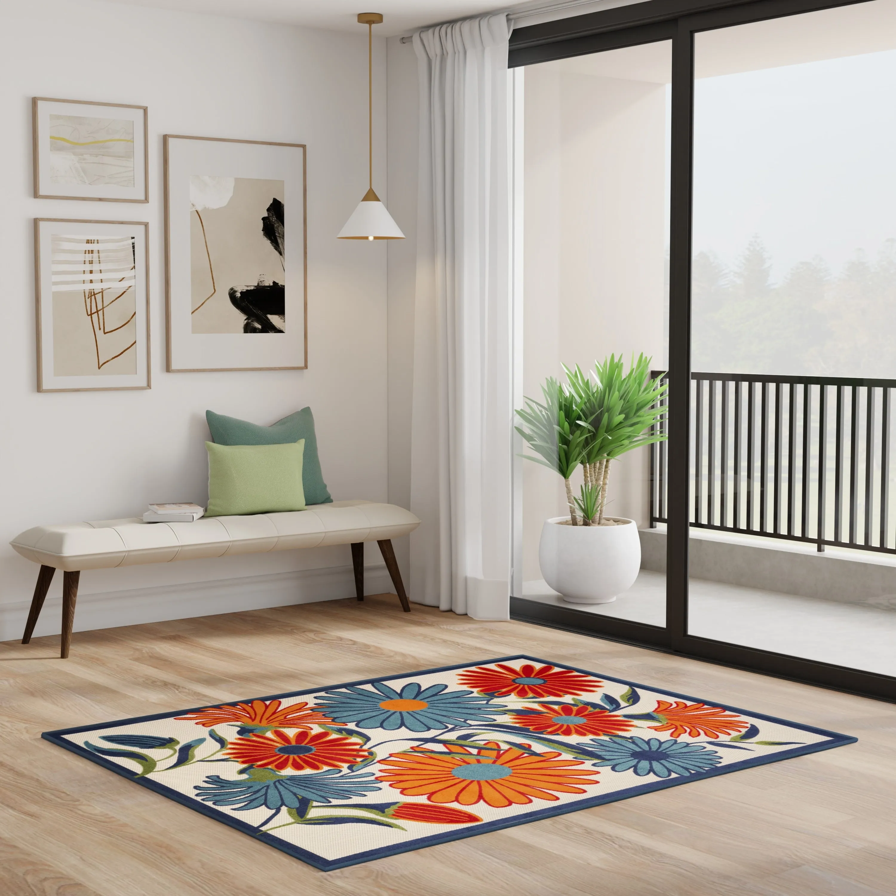 Nourison Alice Indoor/Outdoor Floral Area Rug.