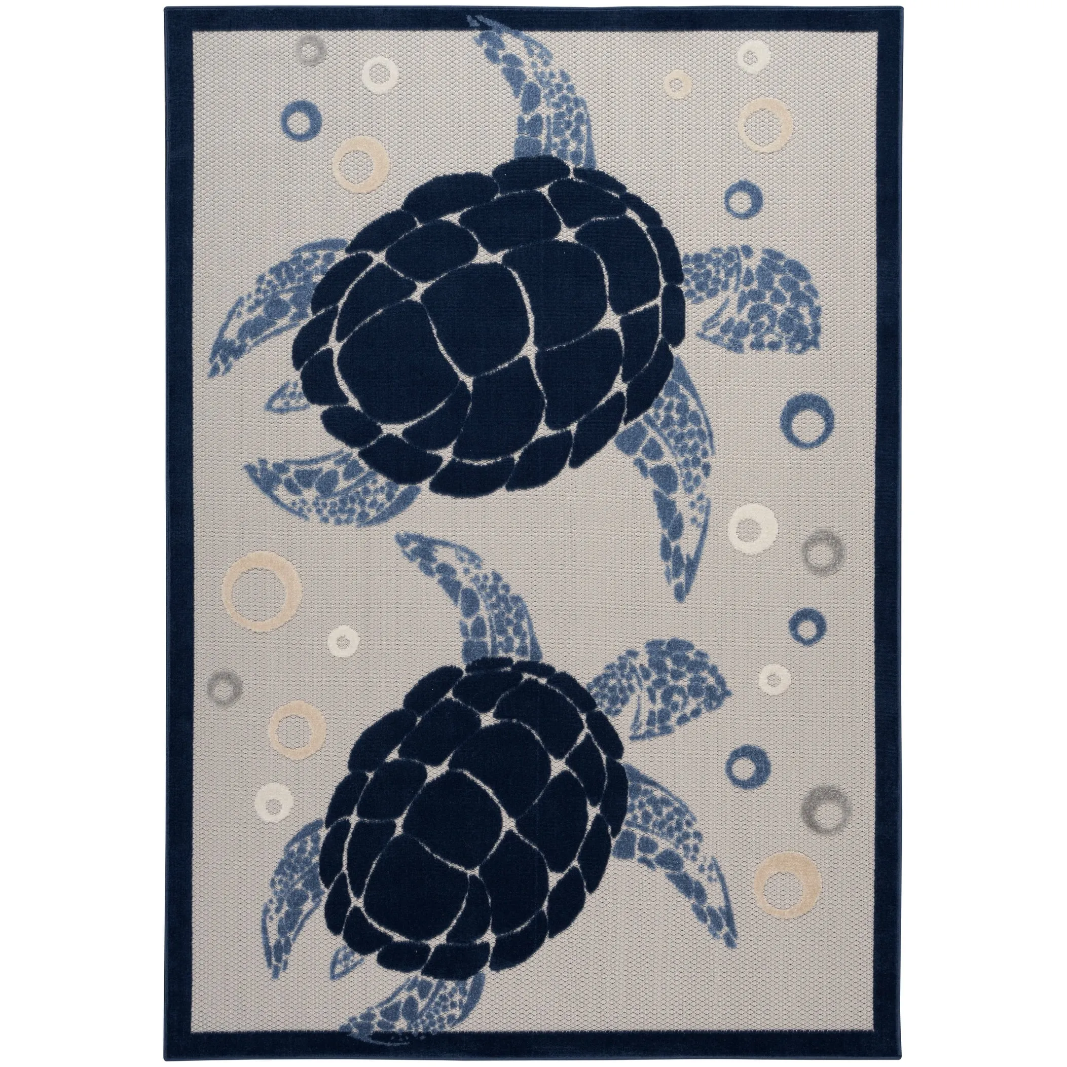 Nourison Aloha Indoor Outdoor Coastal Sea Turtles & Beach Area Rug