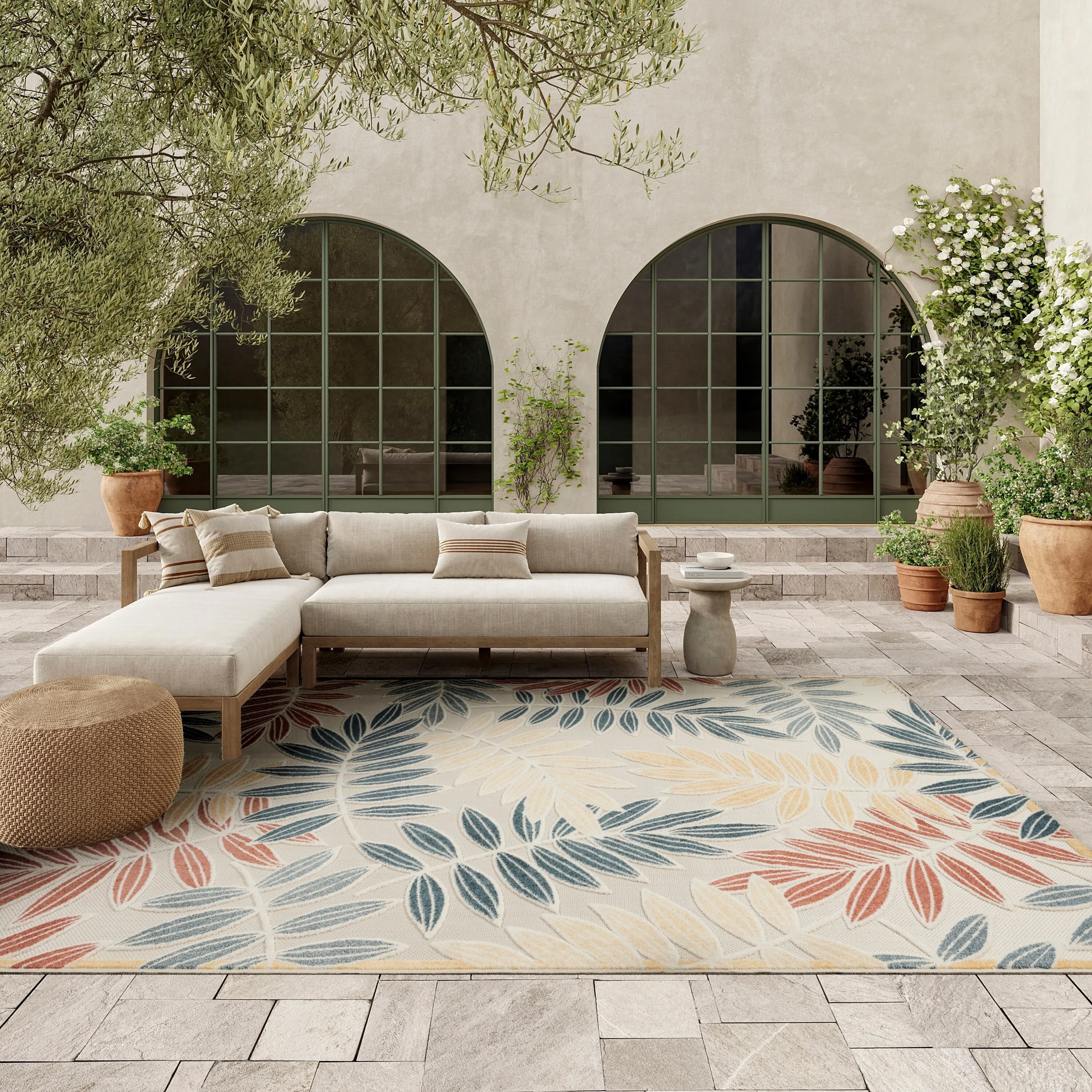 Nourison Aloha Leaf Print Vibrant Indoor/Outdoor Area Rug