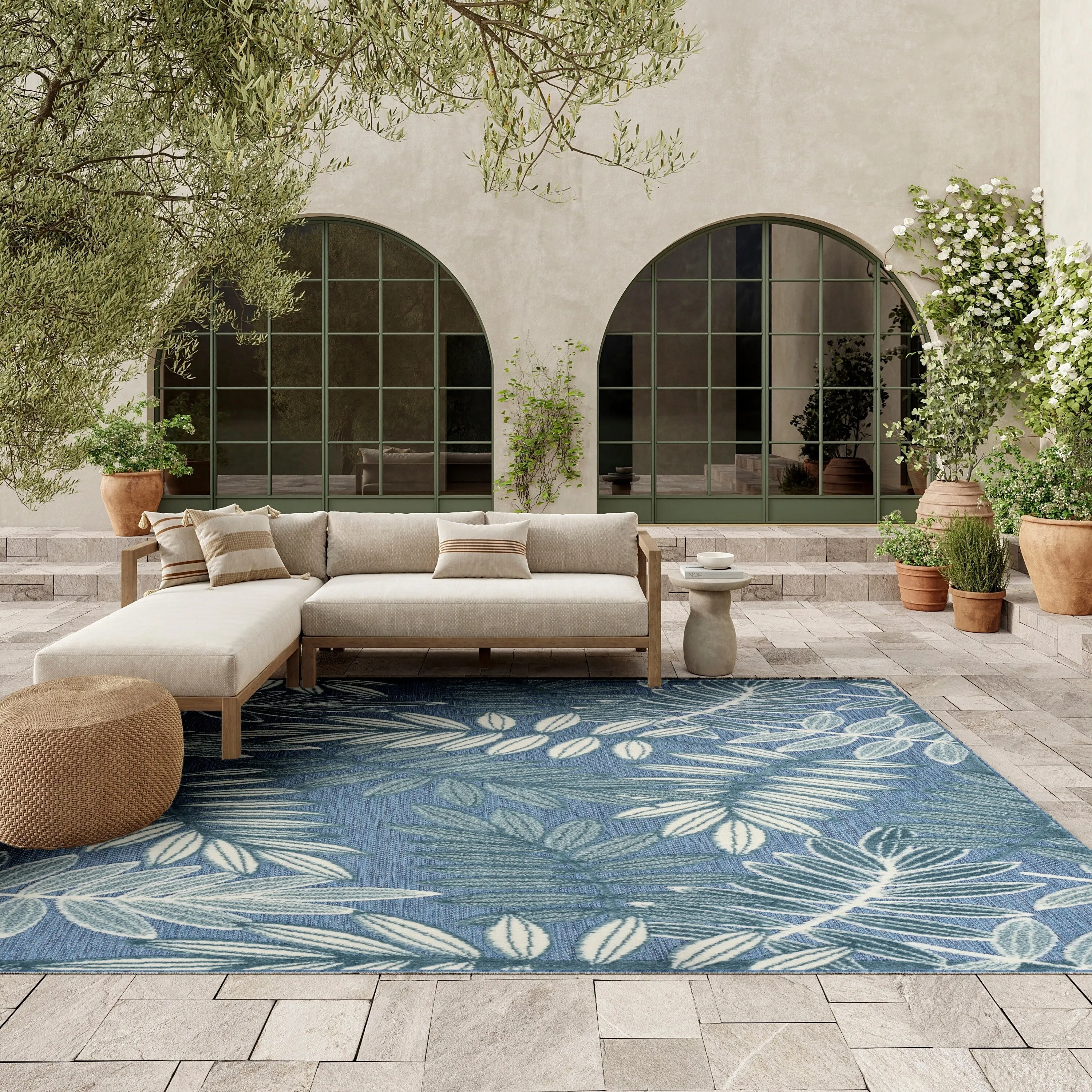 Nourison Aloha Leaf Print Vibrant Indoor/Outdoor Area Rug