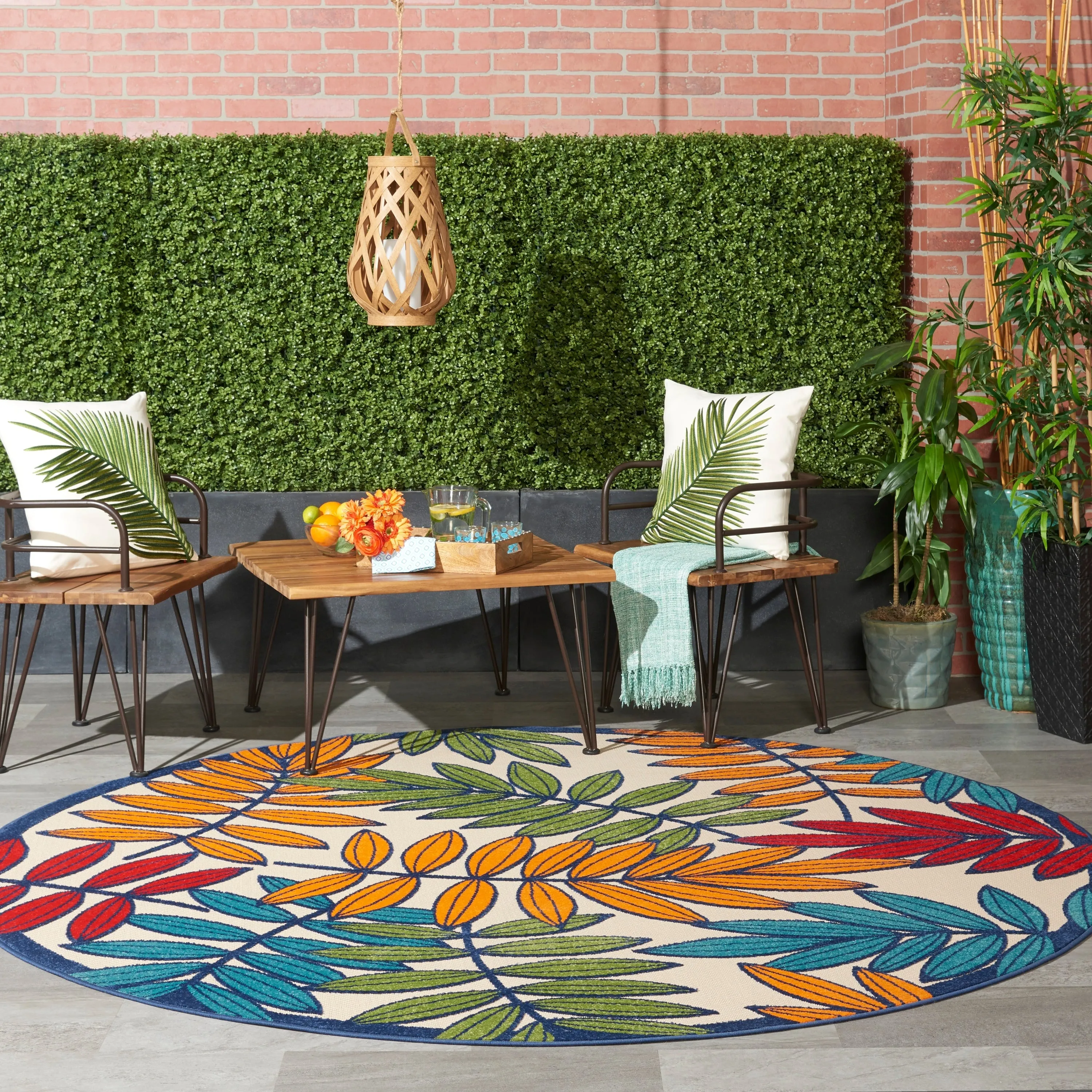 Nourison Aloha Leaf Print Vibrant Indoor/Outdoor Area Rug