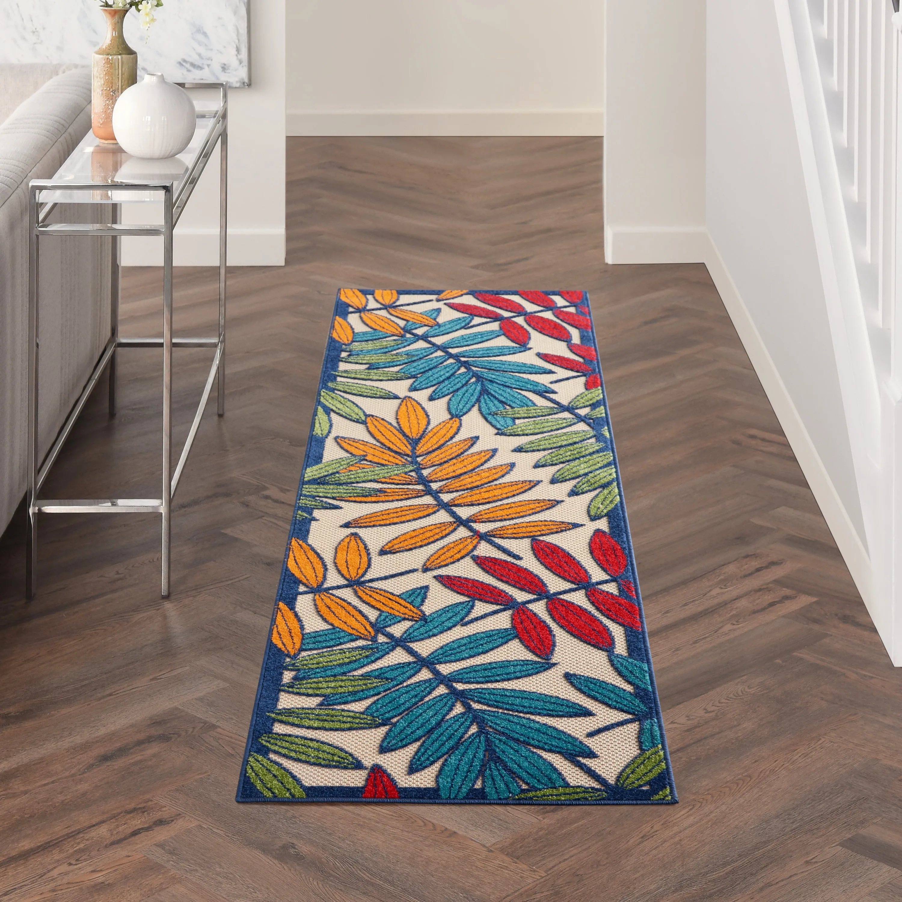 Nourison Aloha Leaf Print Vibrant Indoor/Outdoor Area Rug