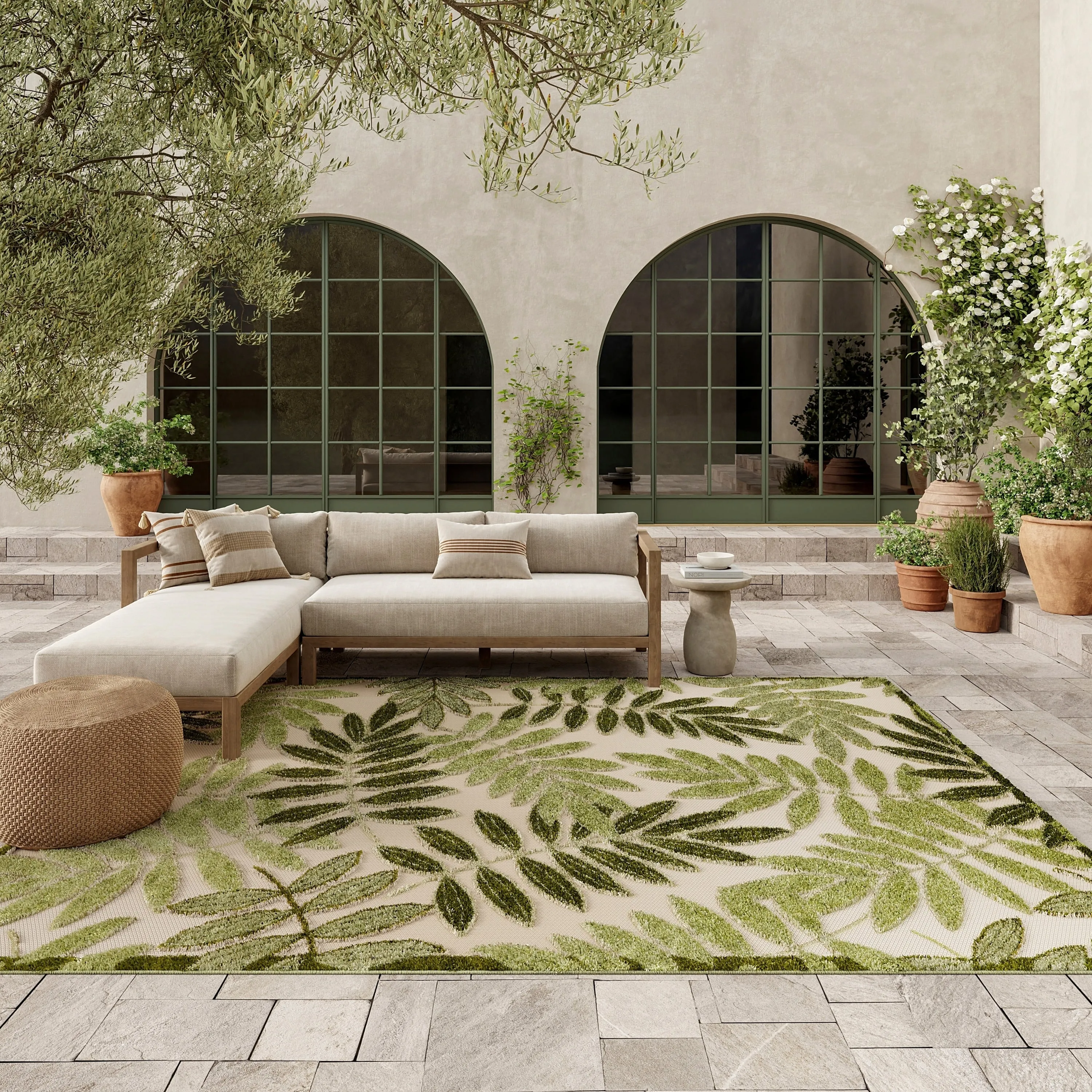 Nourison Aloha Leaf Print Vibrant Indoor/Outdoor Area Rug