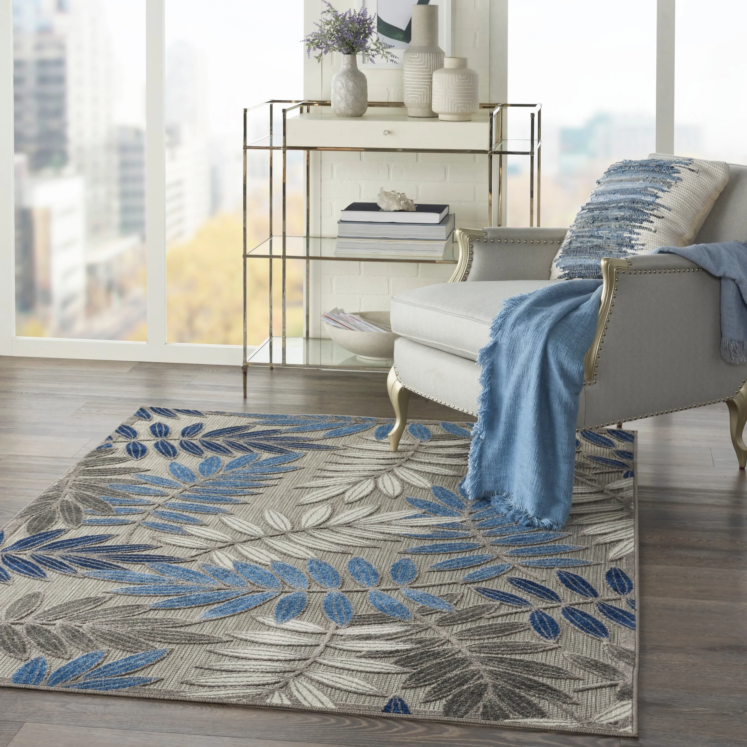Nourison Aloha Leaf Print Vibrant Indoor/Outdoor Area Rug