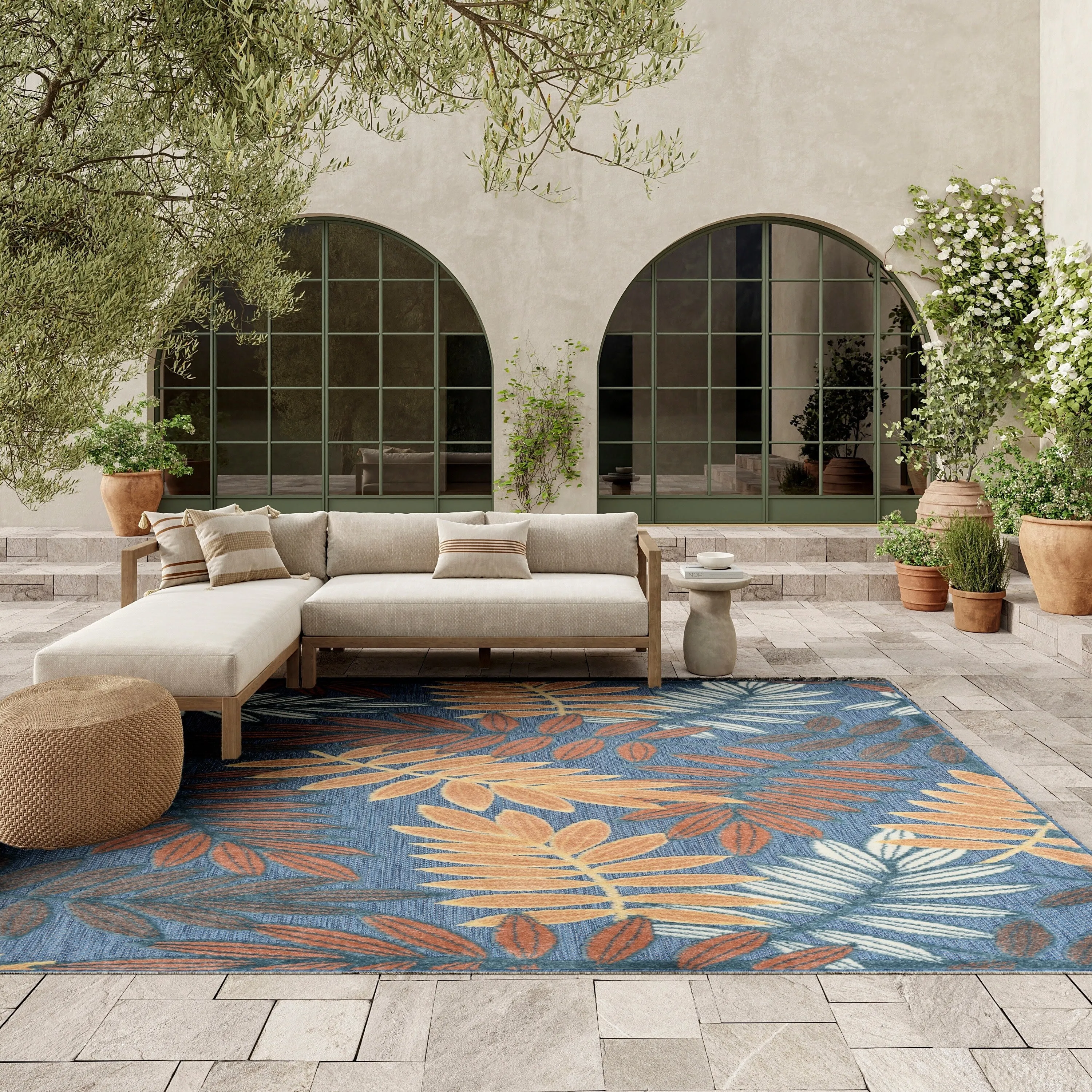Nourison Aloha Leaf Print Vibrant Indoor/Outdoor Area Rug