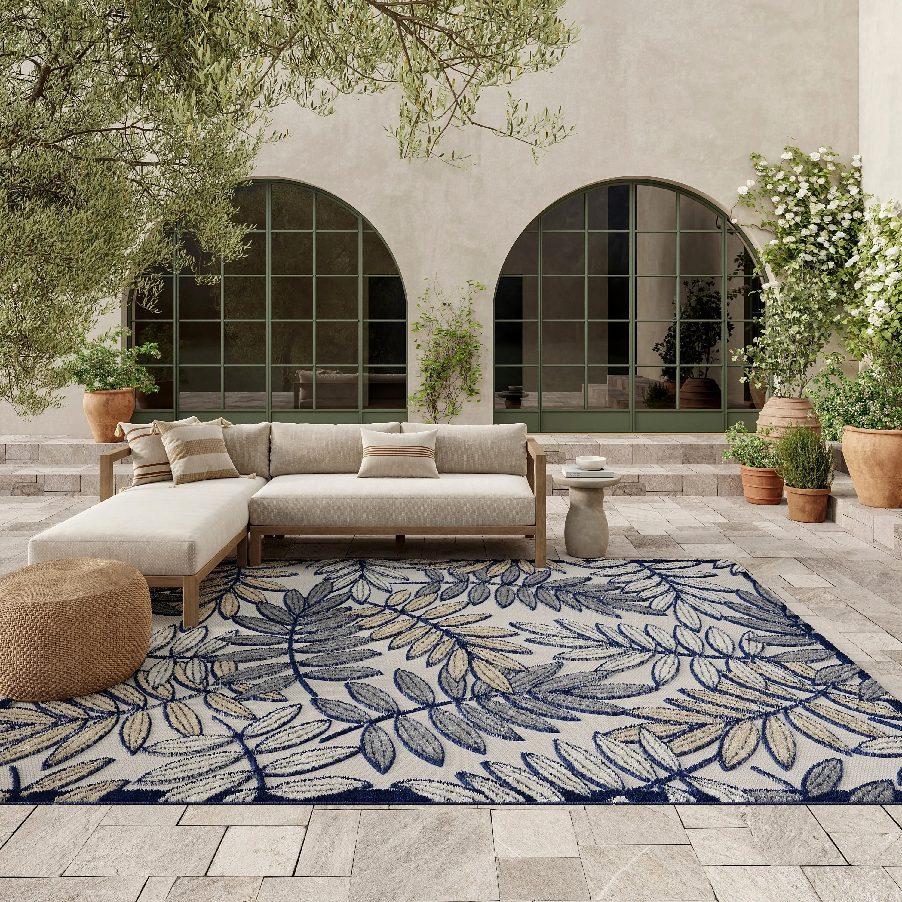 Nourison Aloha Leaf Print Vibrant Indoor/Outdoor Area Rug