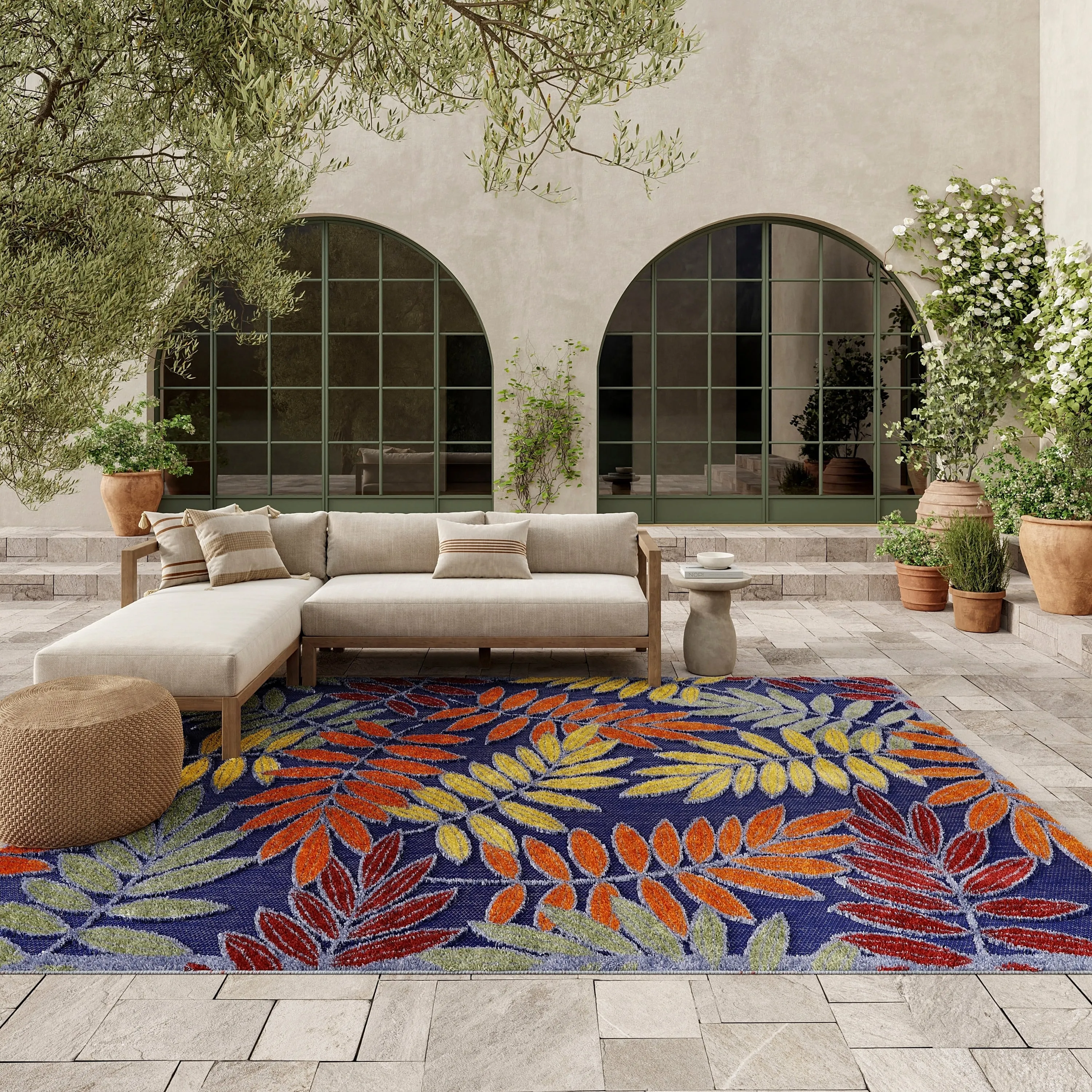 Nourison Aloha Leaf Print Vibrant Indoor/Outdoor Area Rug