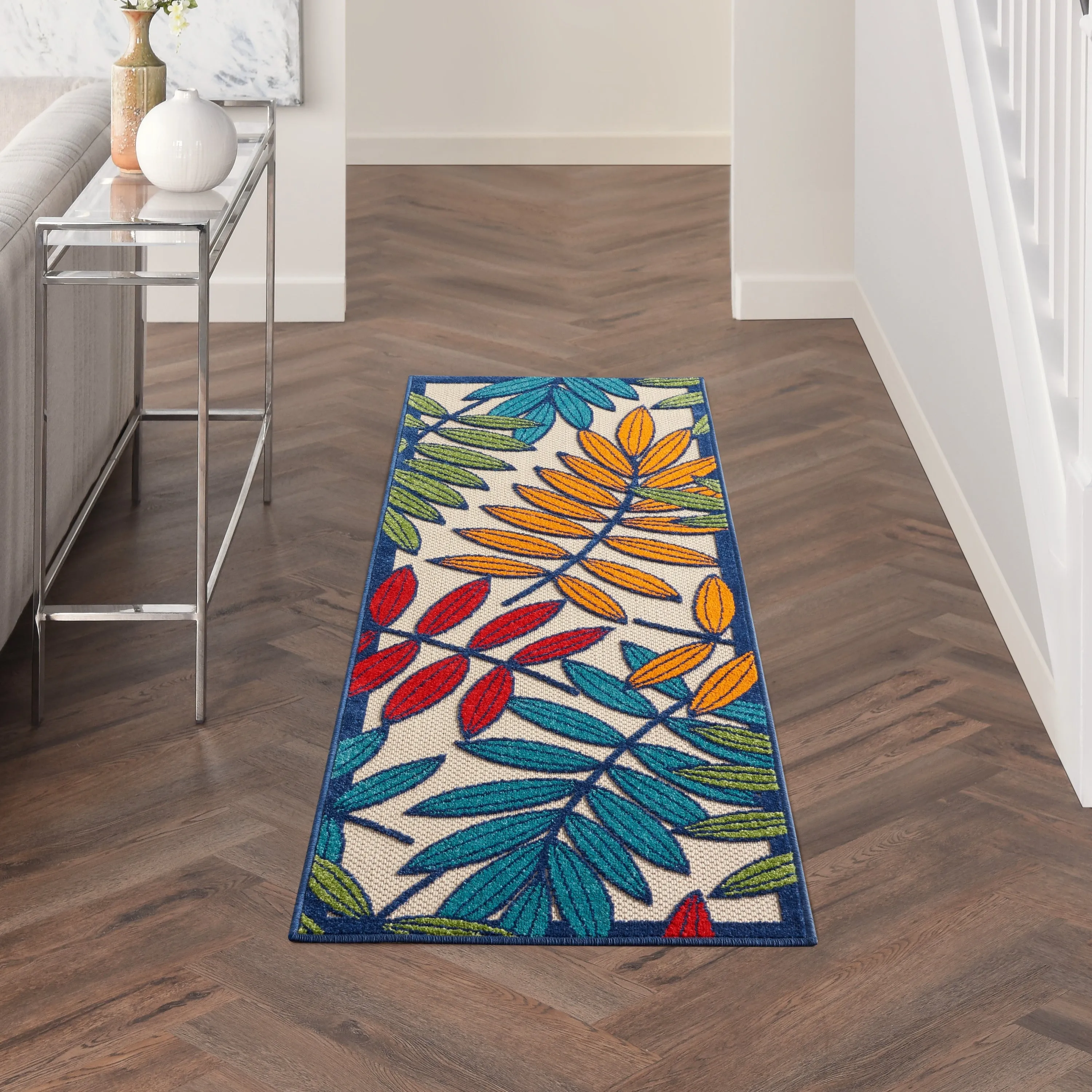 Nourison Aloha Leaf Print Vibrant Indoor/Outdoor Area Rug