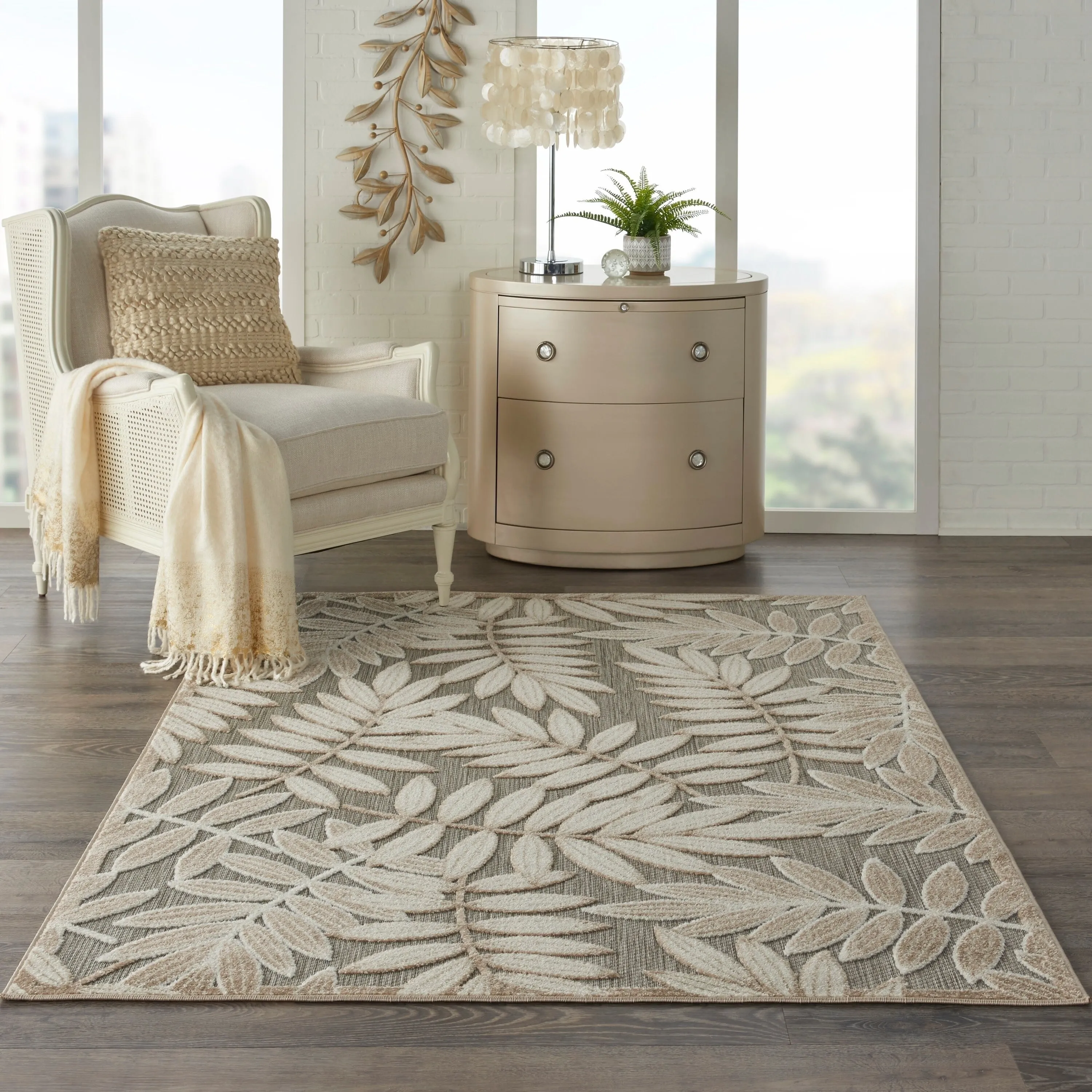 Nourison Aloha Leaf Print Vibrant Indoor/Outdoor Area Rug