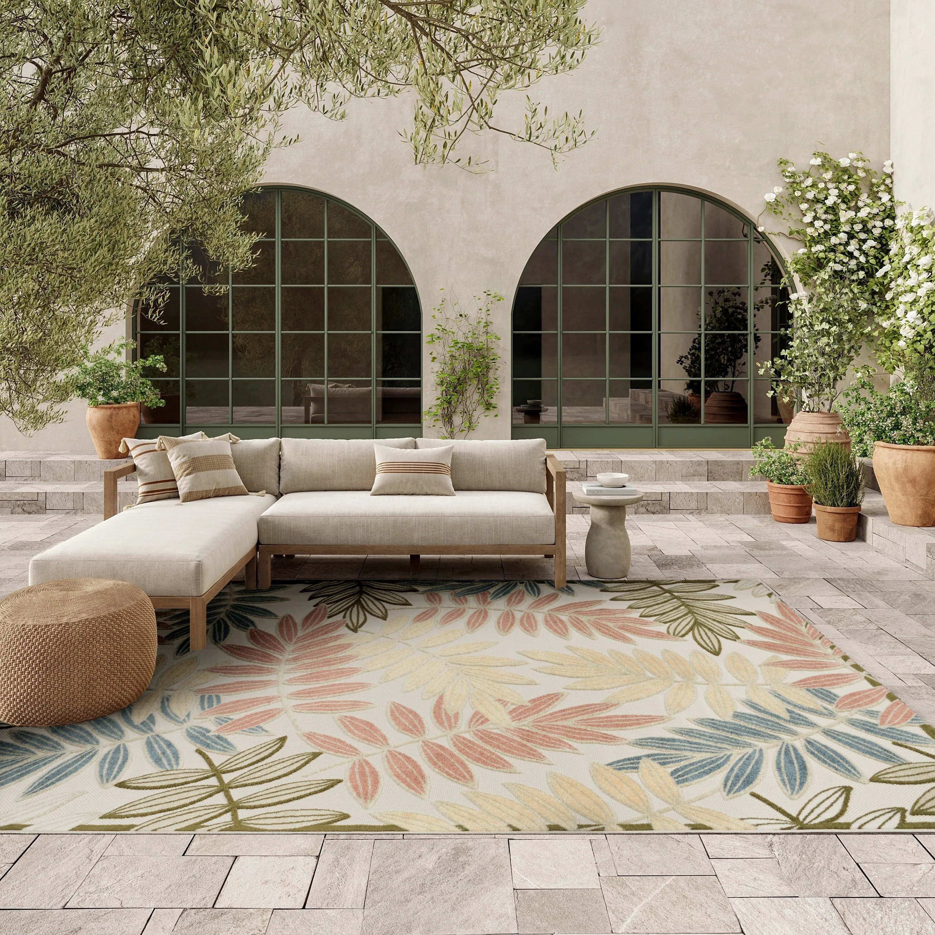 Nourison Aloha Leaf Print Vibrant Indoor/Outdoor Area Rug