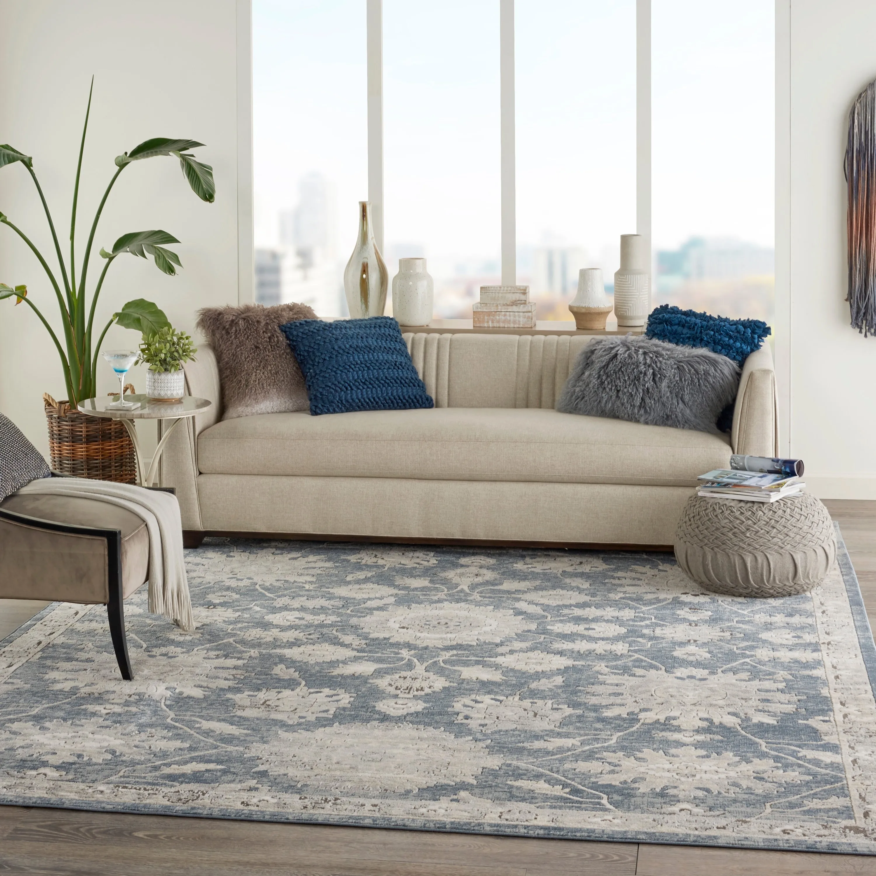 Nourison Concerto Classic Persian Medallion Blue Beige Area Rug