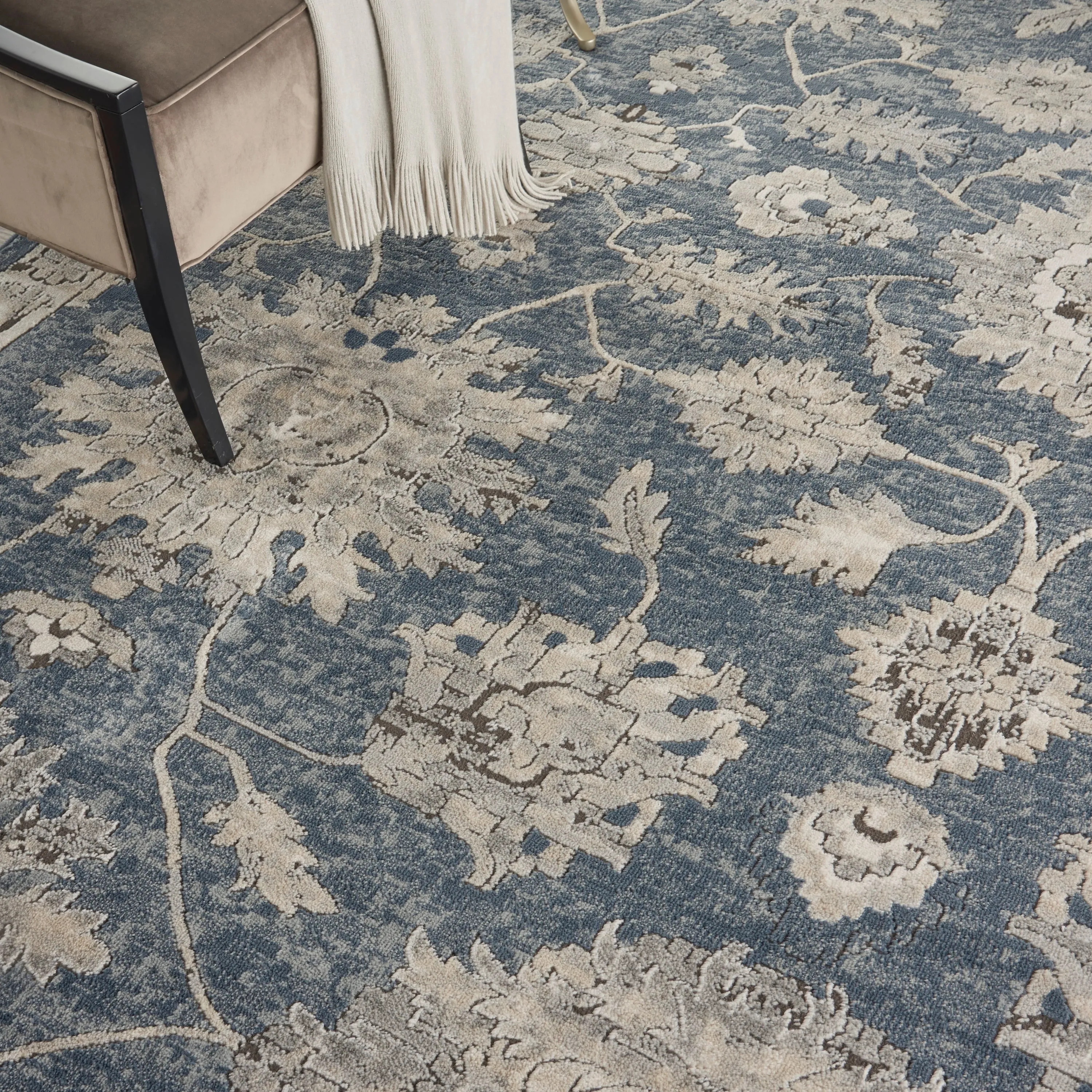 Nourison Concerto Classic Persian Medallion Blue Beige Area Rug
