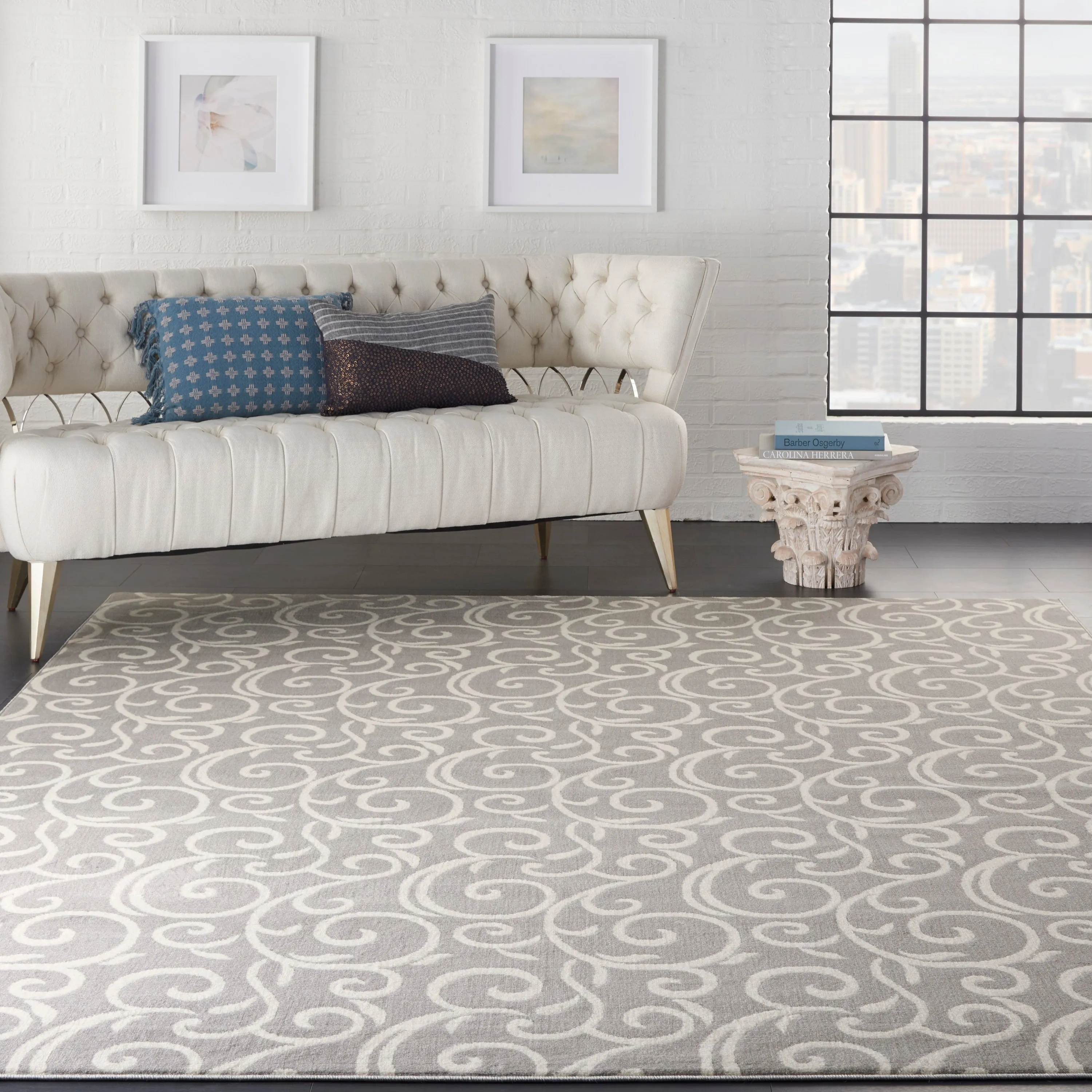 Nourison Grafix Farmhouse Country Scroll Transitional Area Rug