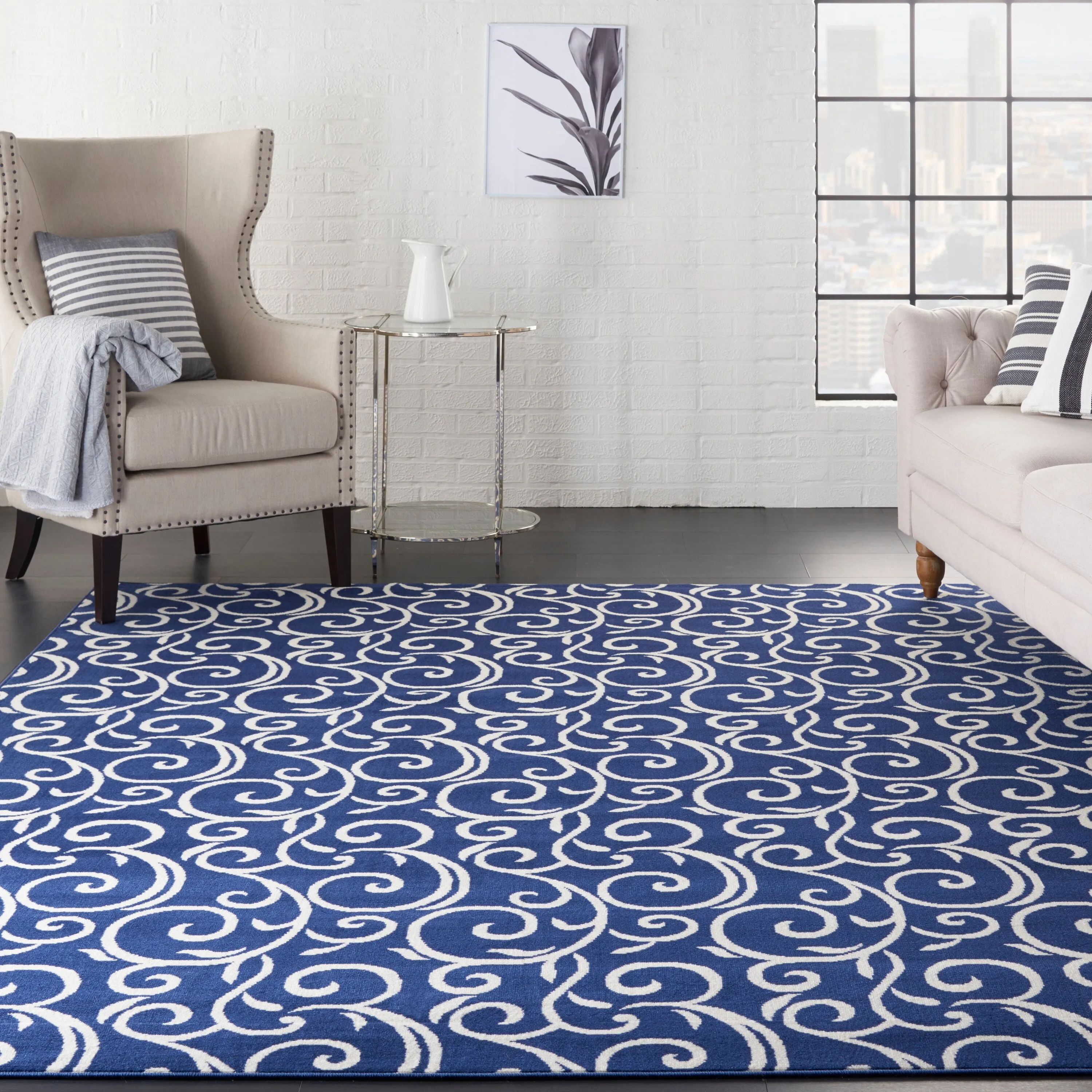 Nourison Grafix Farmhouse Country Scroll Transitional Area Rug