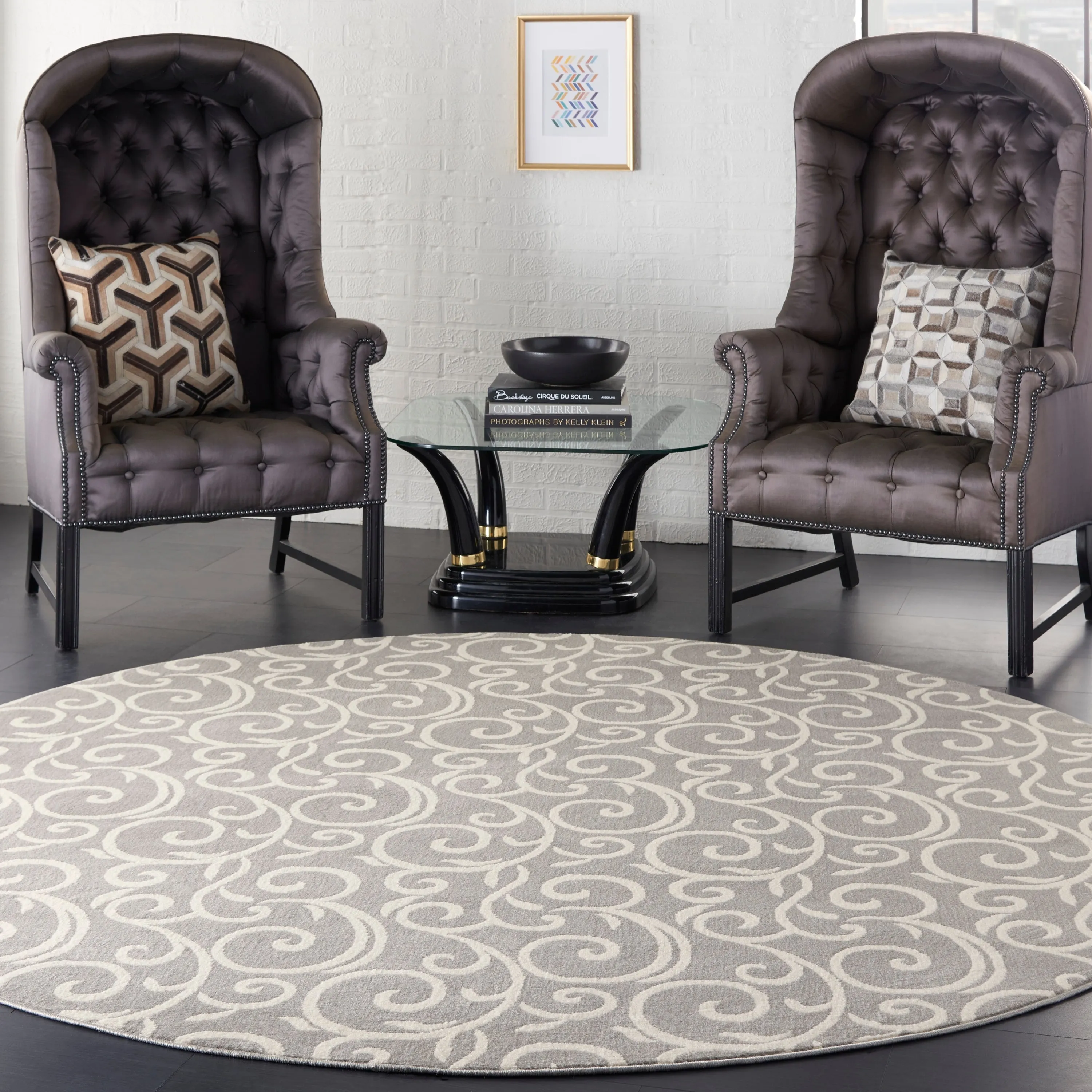 Nourison Grafix Farmhouse Country Scroll Transitional Area Rug