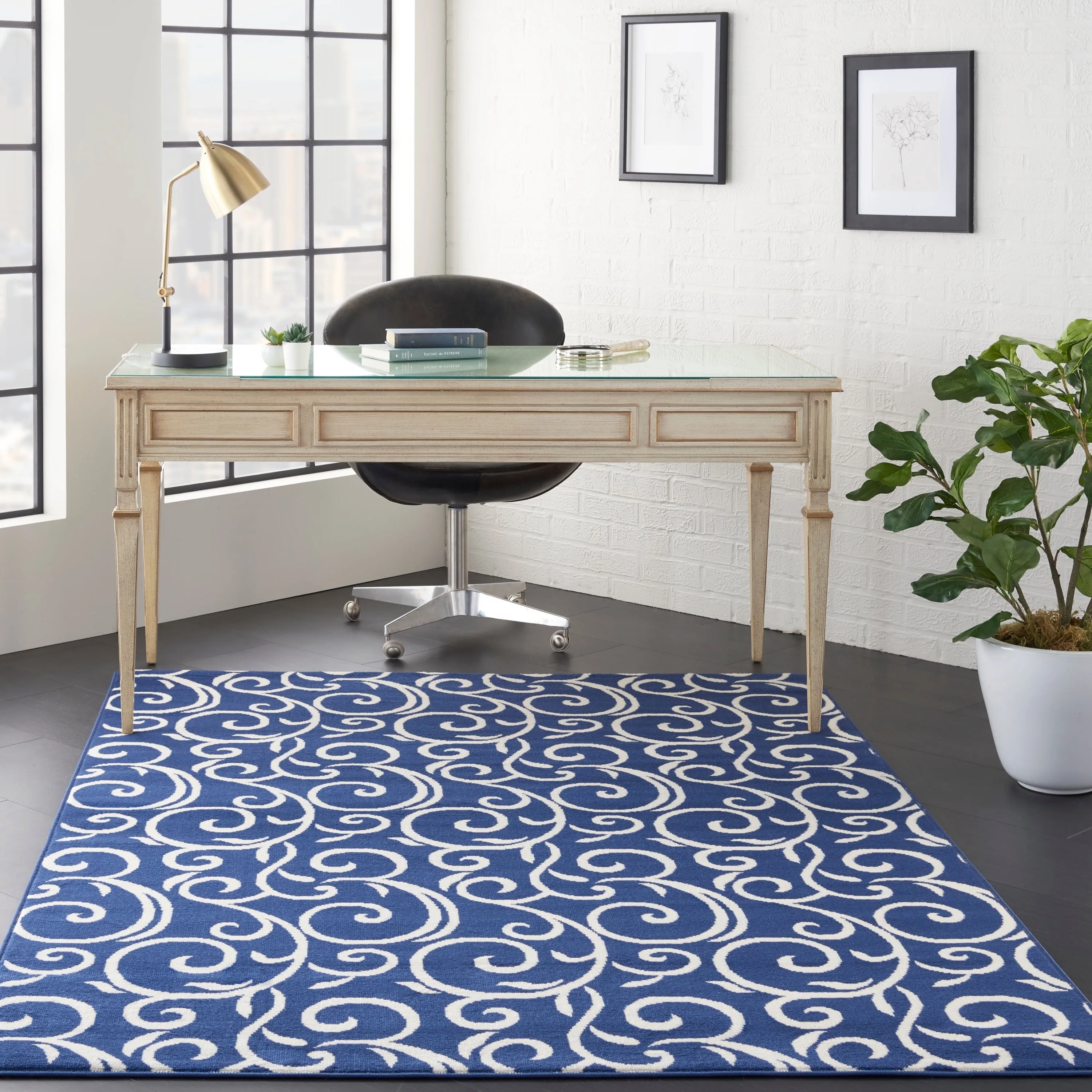 Nourison Grafix Farmhouse Country Scroll Transitional Area Rug