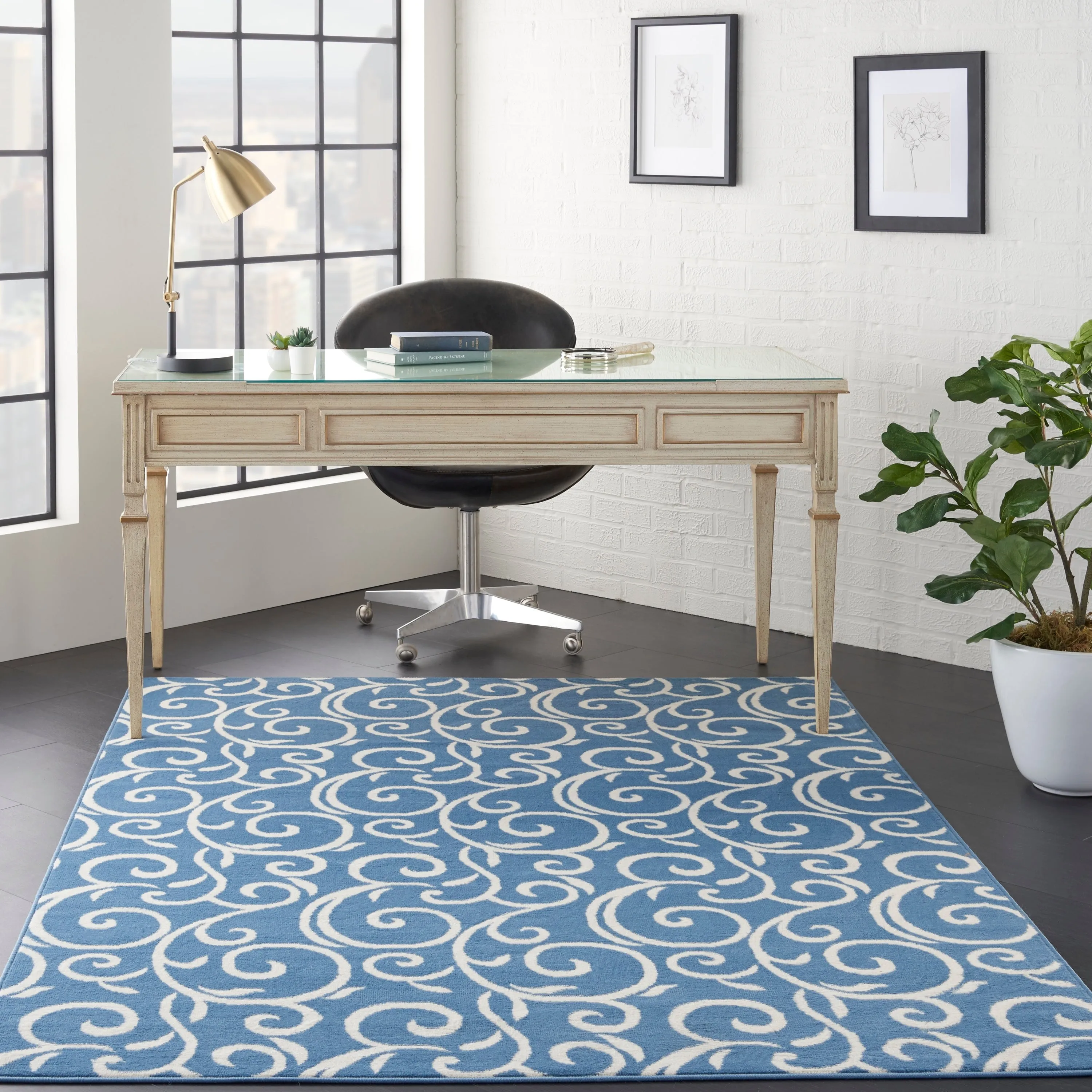 Nourison Grafix Farmhouse Country Scroll Transitional Area Rug