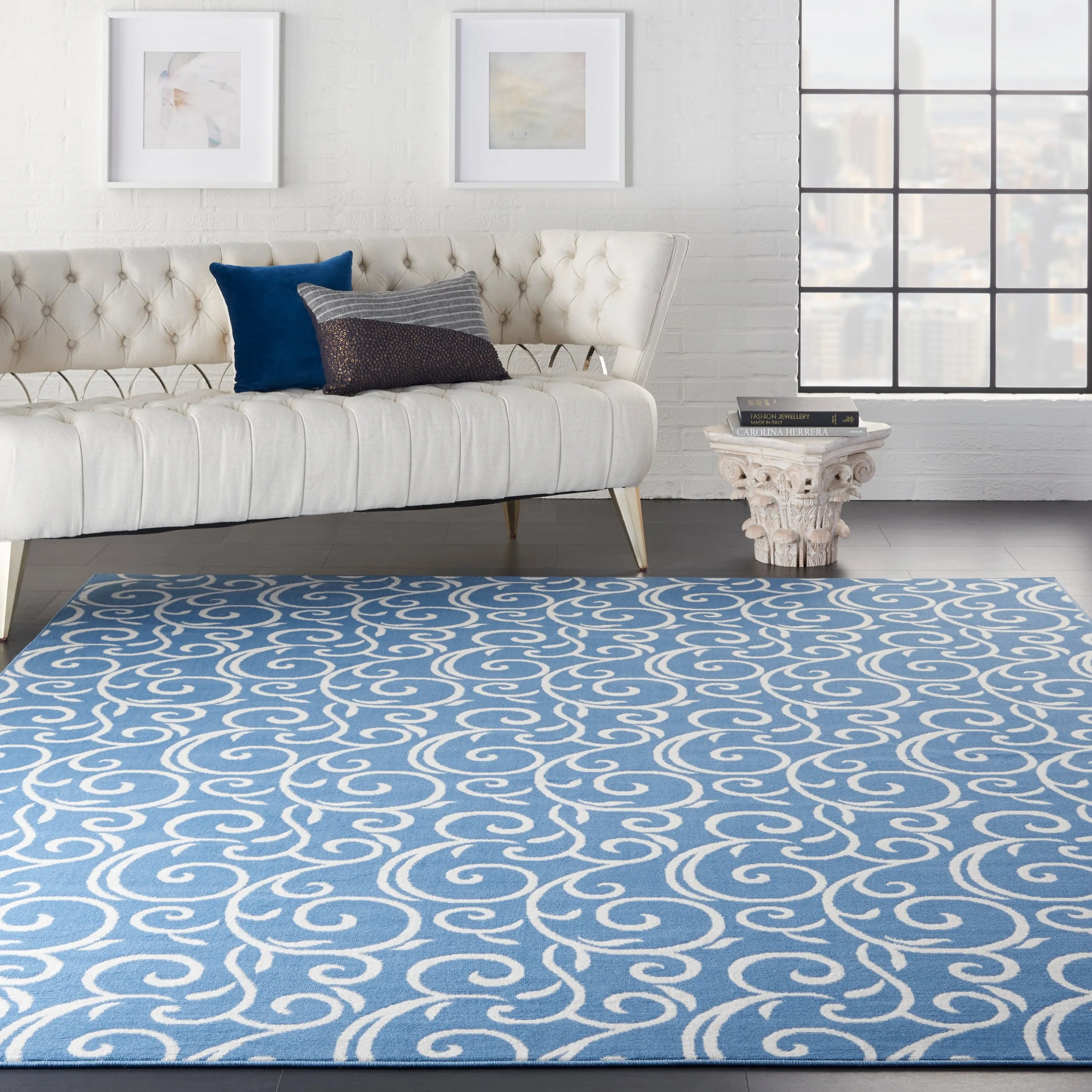 Nourison Grafix Farmhouse Country Scroll Transitional Area Rug