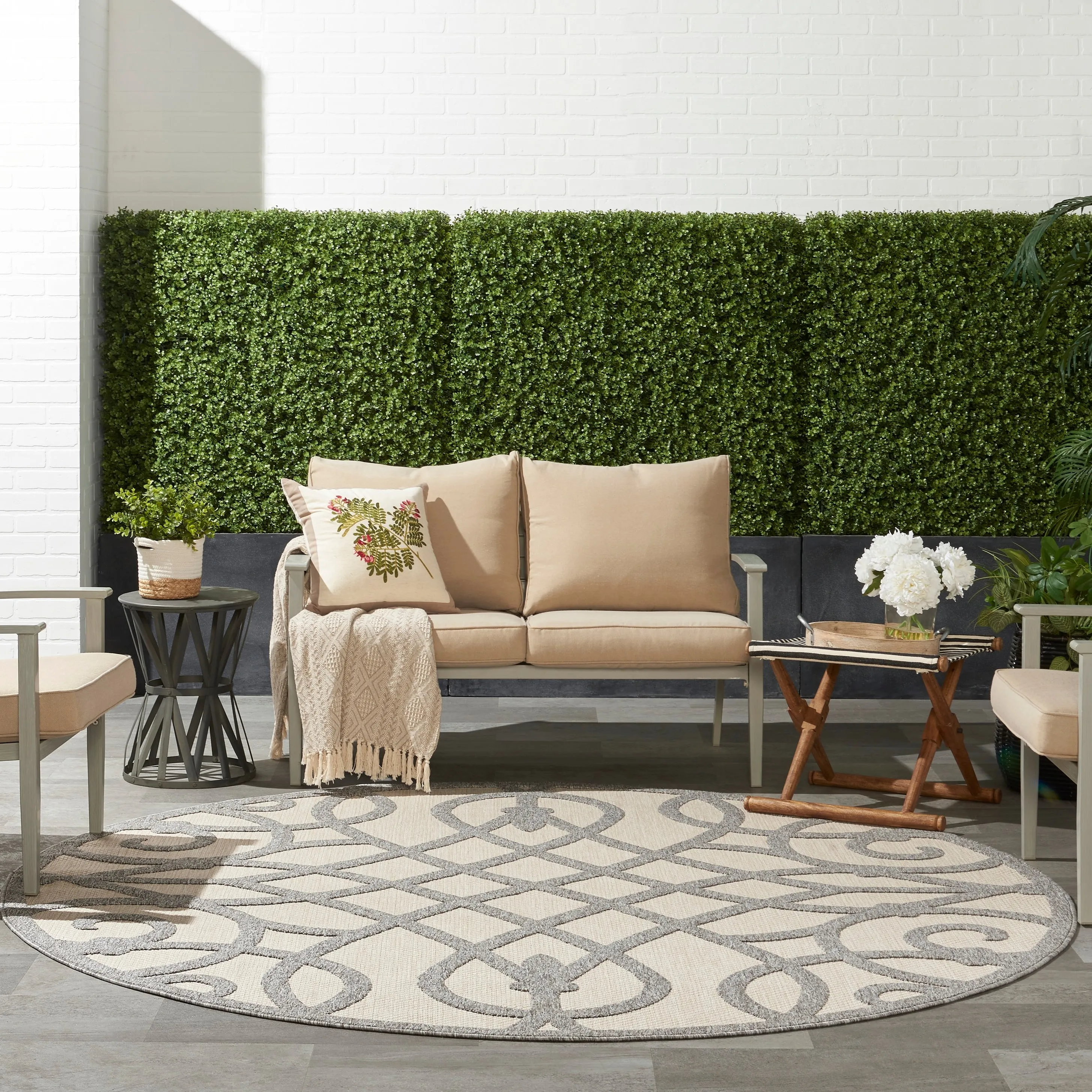 Nourison Palamos Geometric Scroll Indoor Outdoor Area Rug
