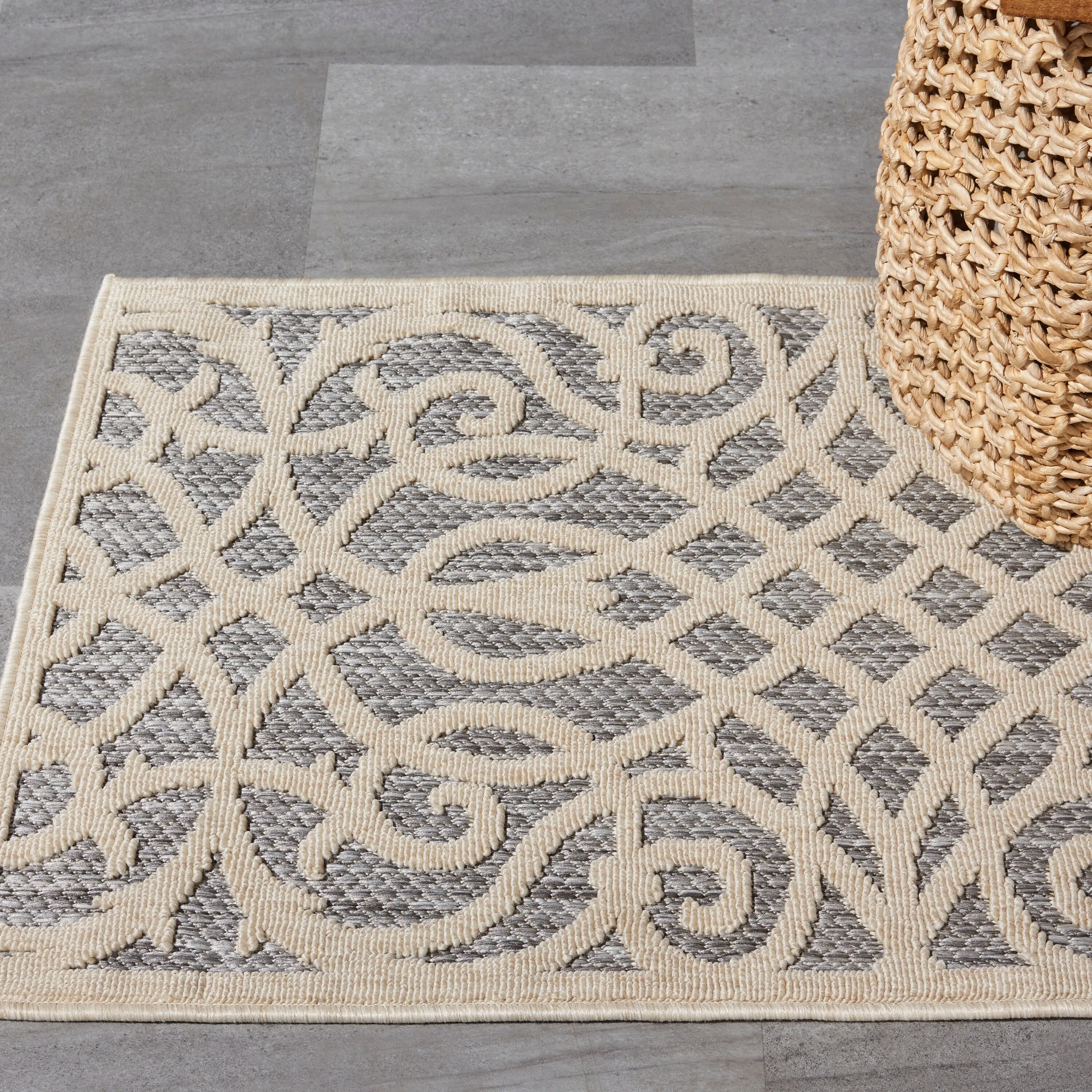 Nourison Palamos Geometric Scroll Indoor Outdoor Area Rug