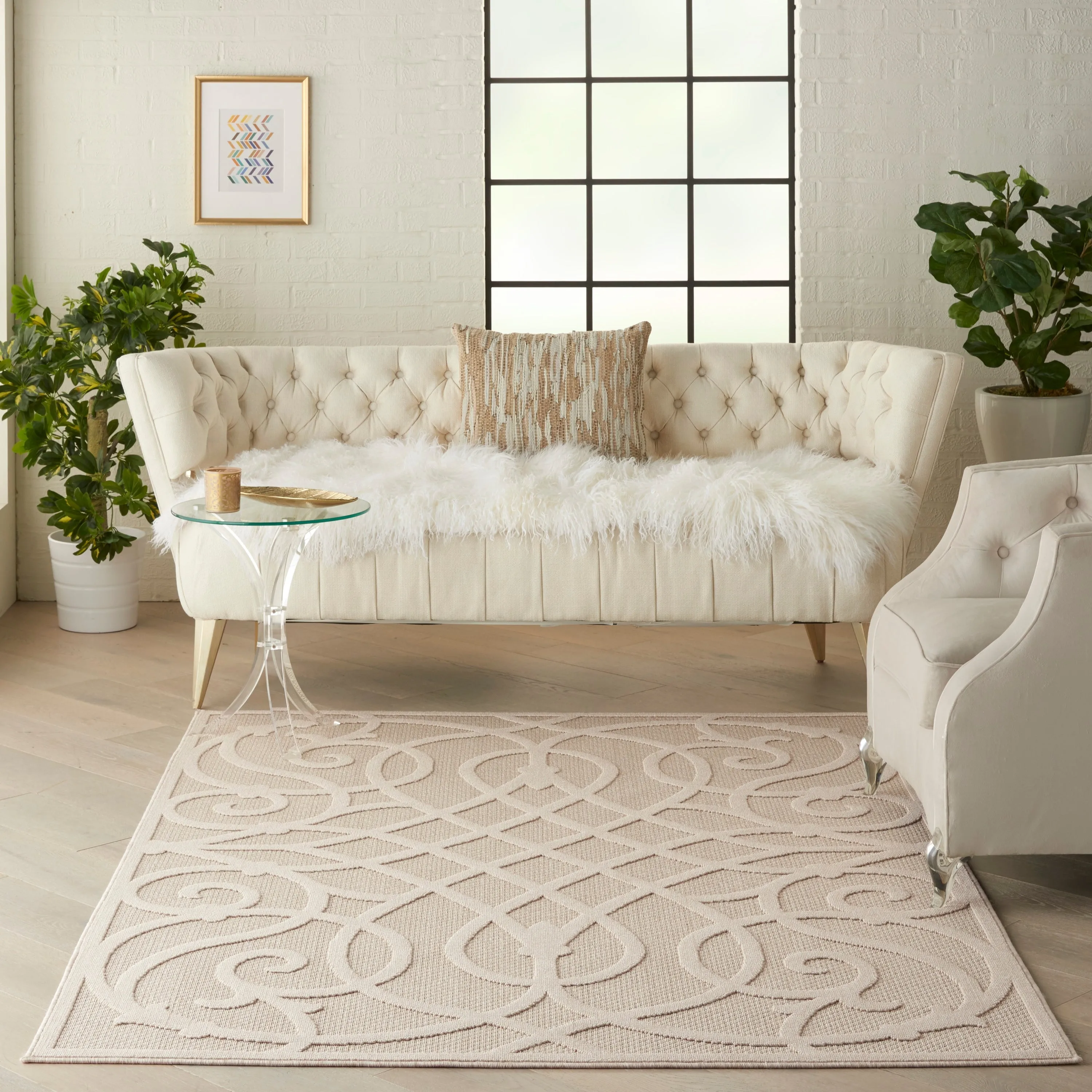 Nourison Palamos Geometric Scroll Indoor Outdoor Area Rug