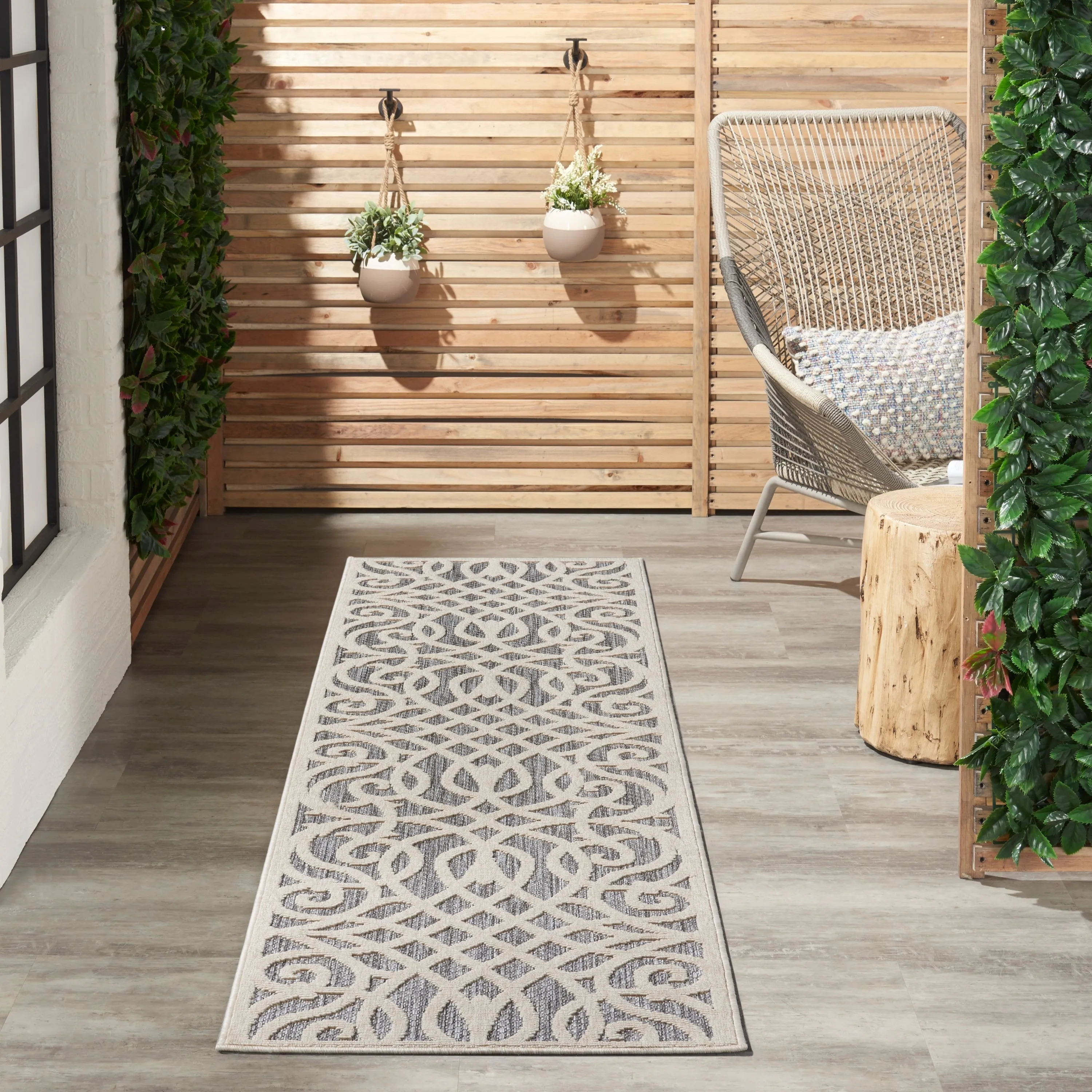 Nourison Palamos Geometric Scroll Indoor Outdoor Area Rug