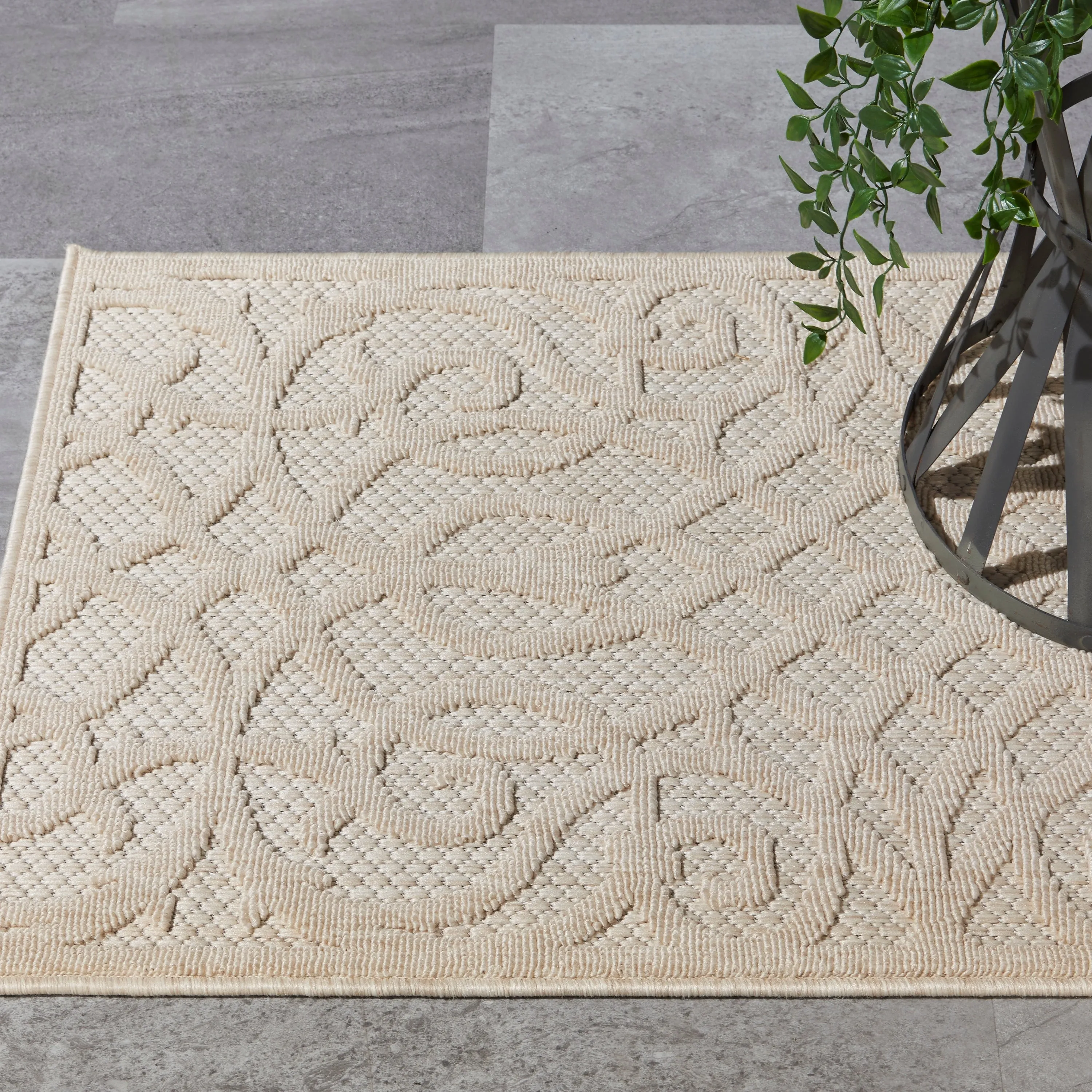 Nourison Palamos Geometric Scroll Indoor Outdoor Area Rug