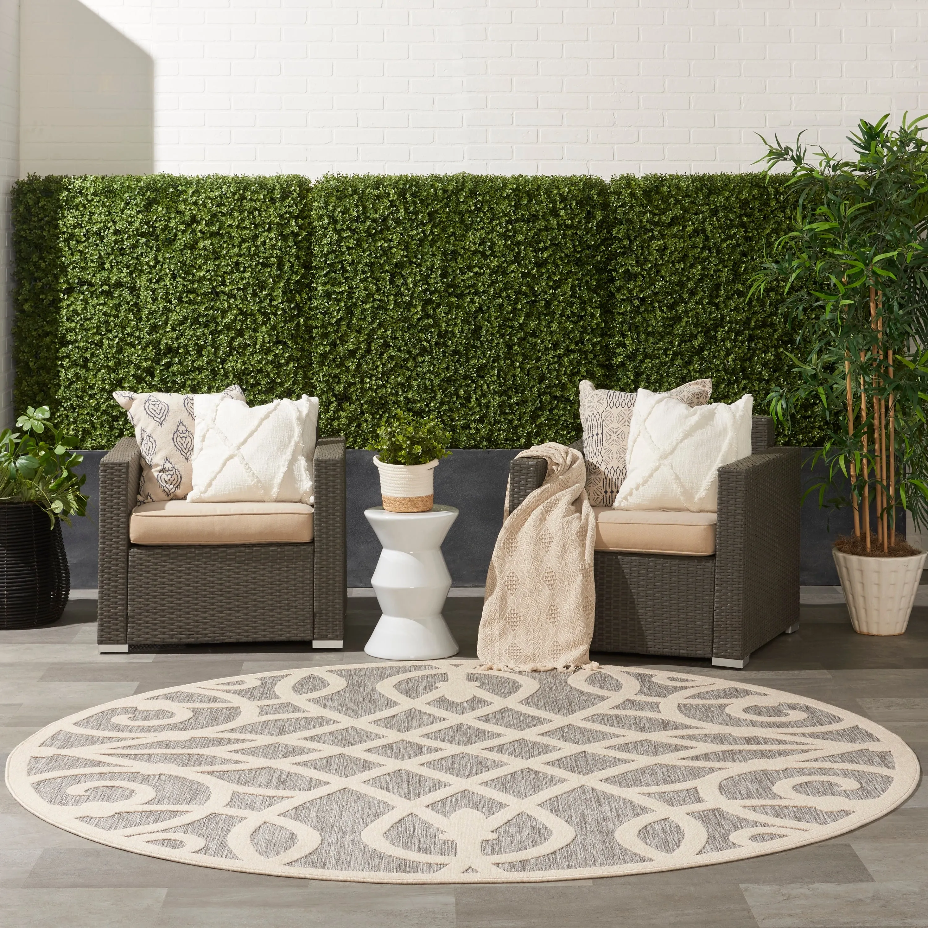 Nourison Palamos Geometric Scroll Indoor Outdoor Area Rug