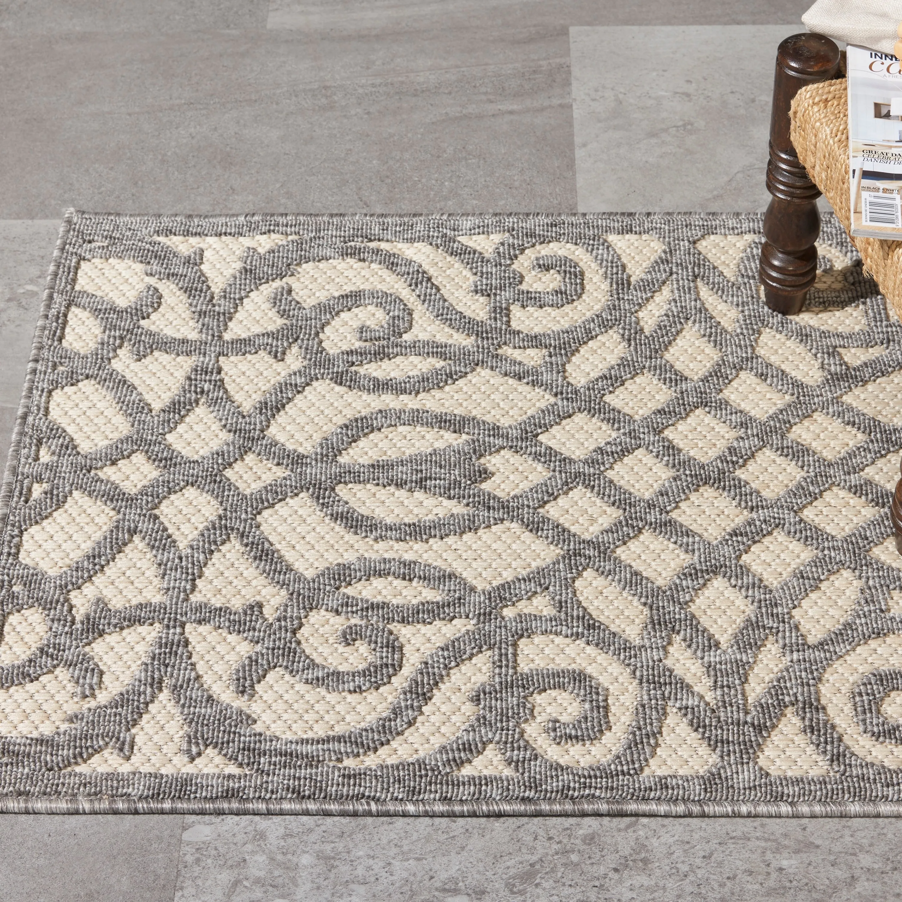 Nourison Palamos Geometric Scroll Indoor Outdoor Area Rug
