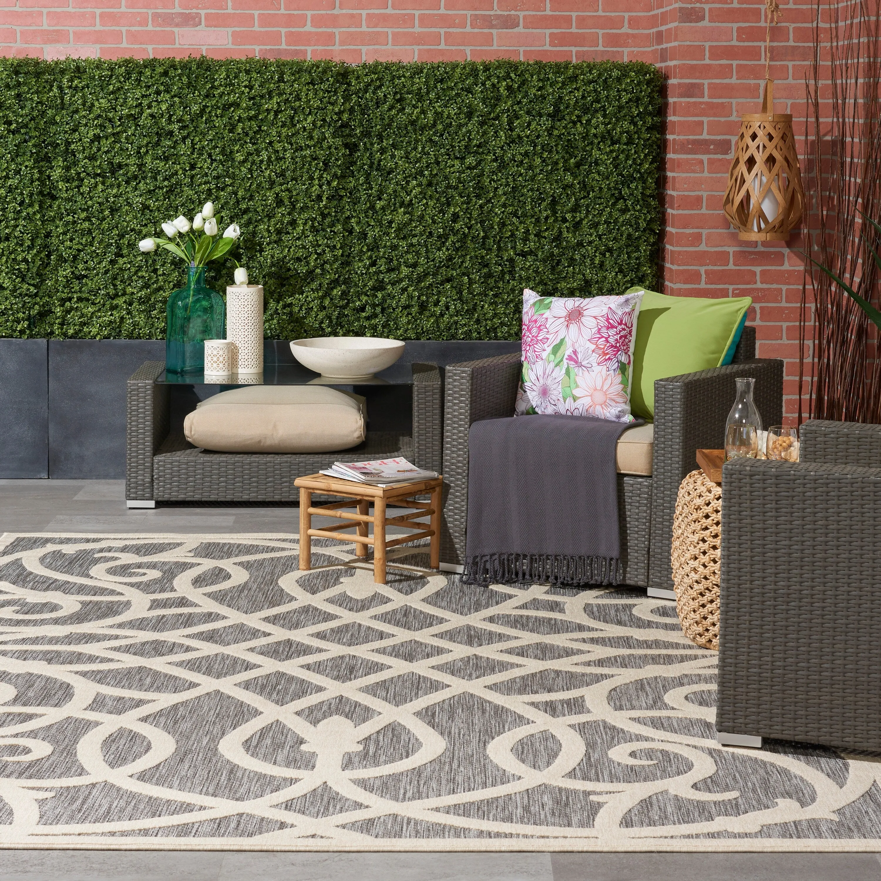 Nourison Palamos Geometric Scroll Indoor Outdoor Area Rug