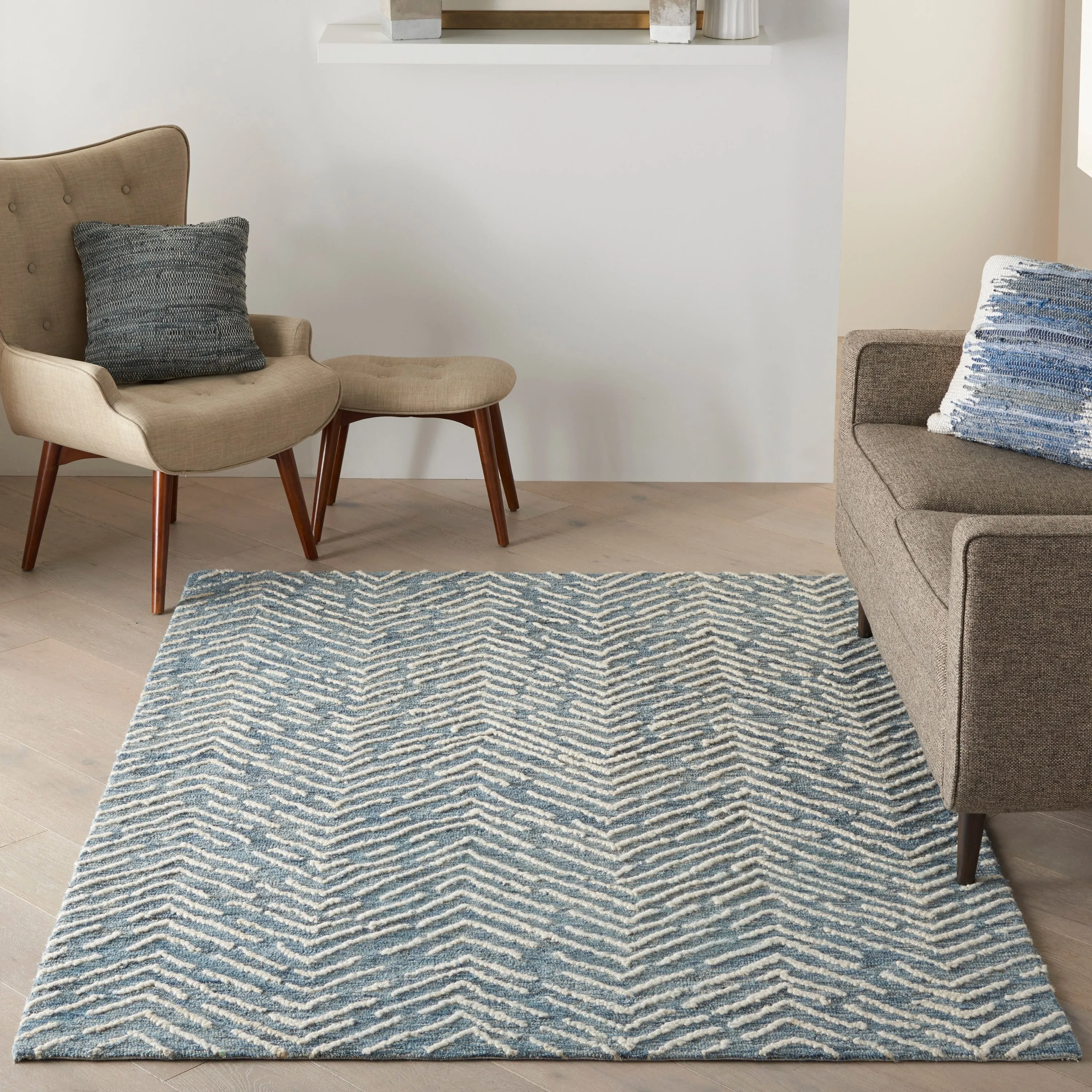 Nourison Vail Textured Herringbone Wool Area Rug