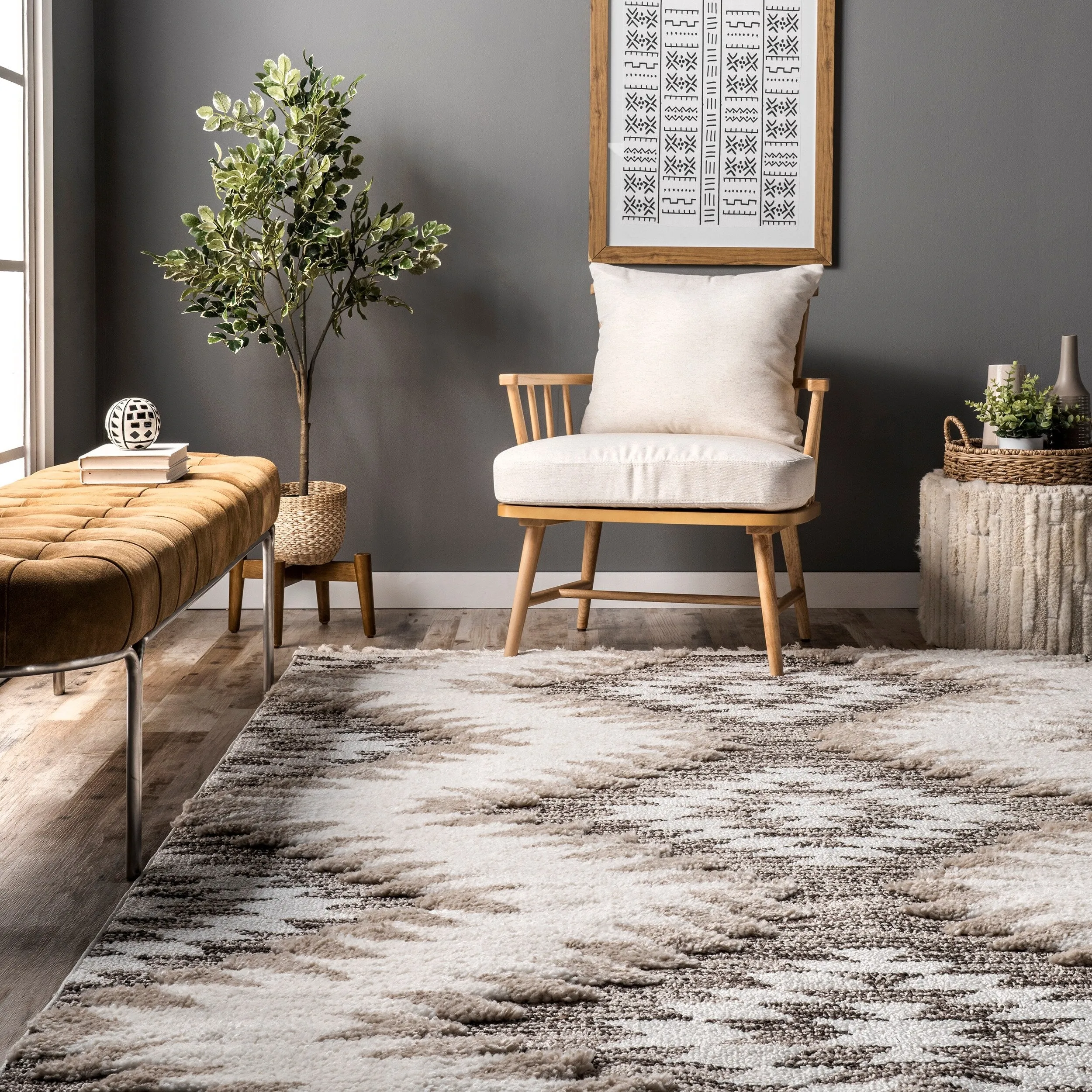 Nuloom Adelade Aztec High Low Shaggy Tassel Area Rug