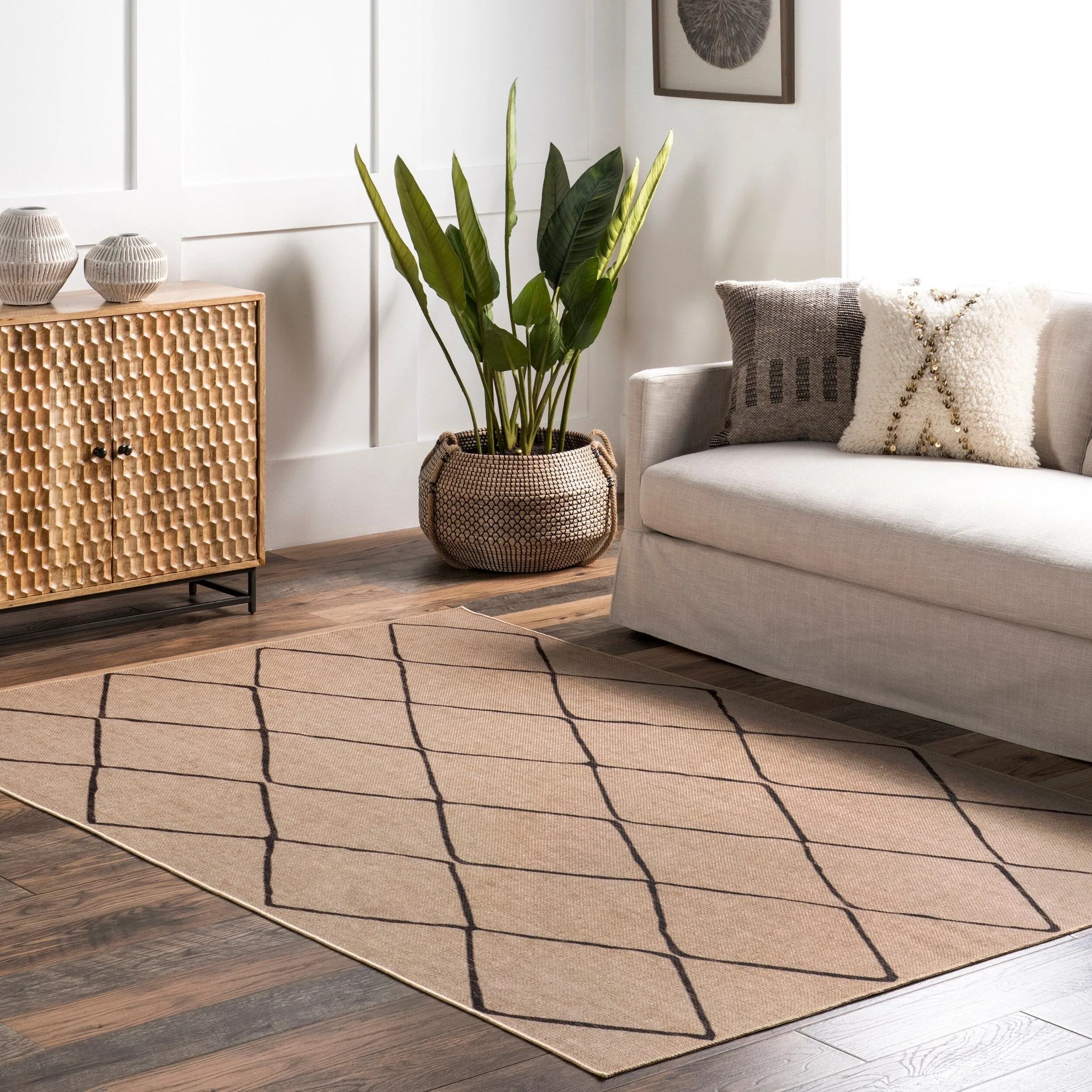 Nuloom Billy SpinClean Diamond Easy-Jute Machine Washable Area Rug