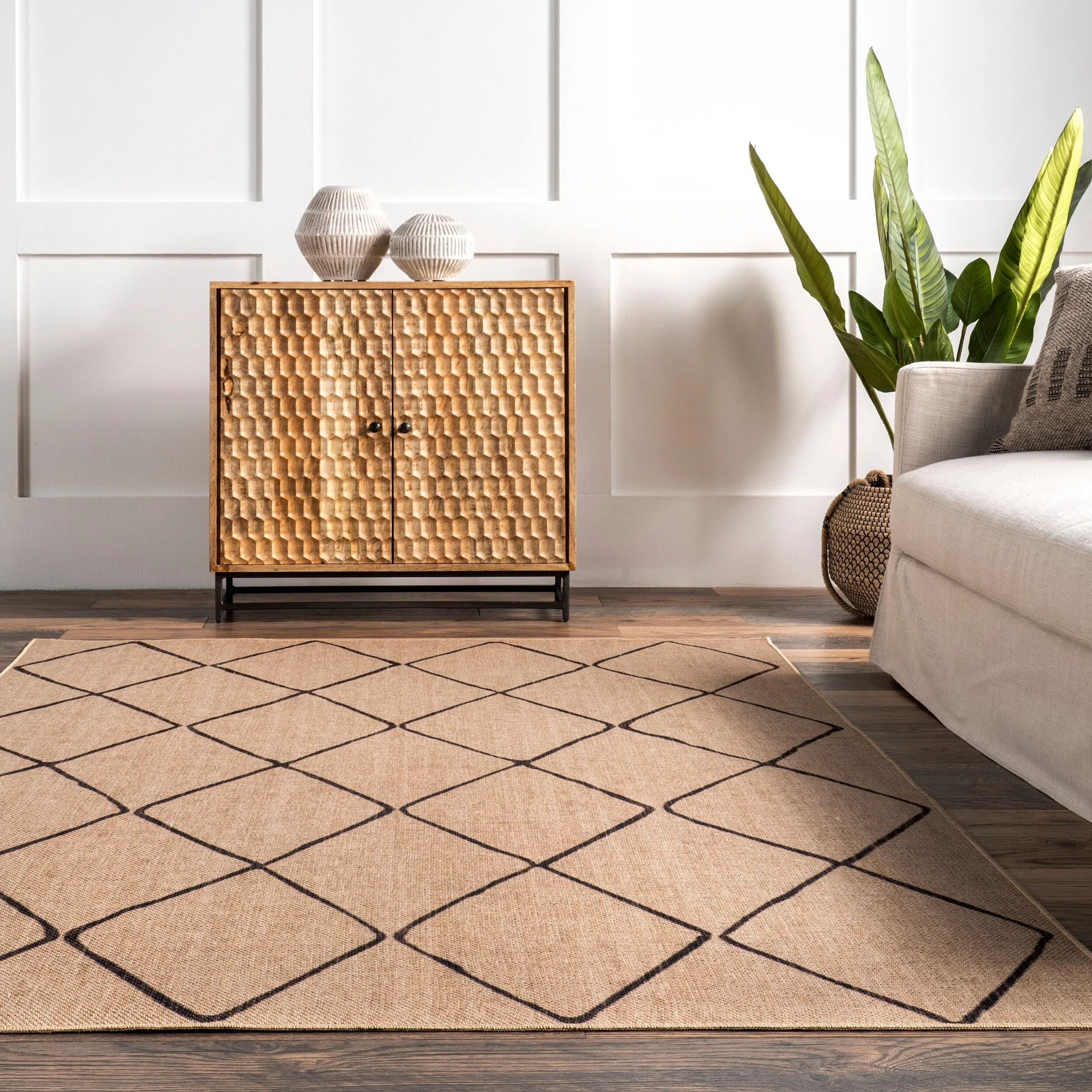 Nuloom Billy SpinClean Diamond Easy-Jute Machine Washable Area Rug