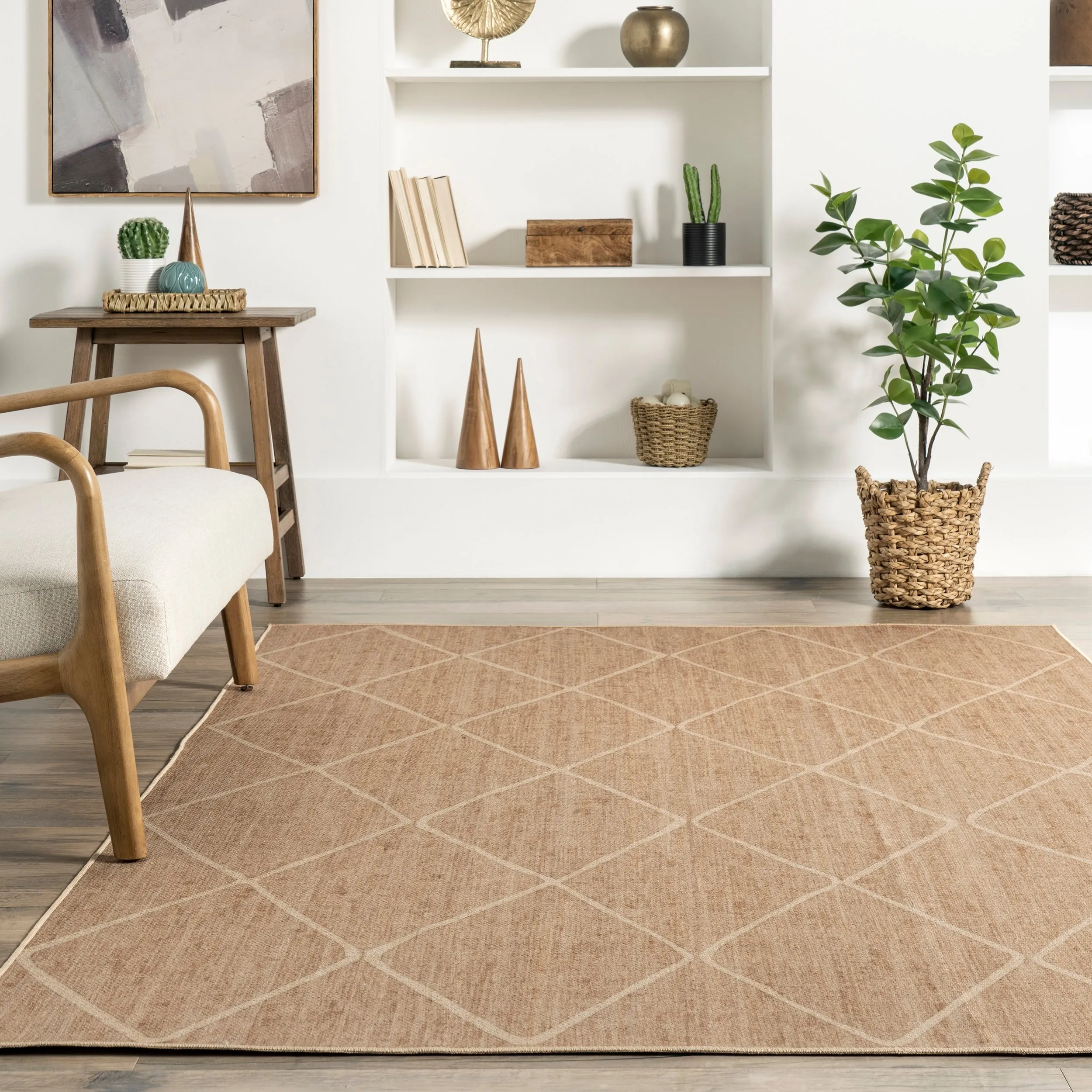 Nuloom Billy SpinClean Diamond Easy-Jute Machine Washable Area Rug