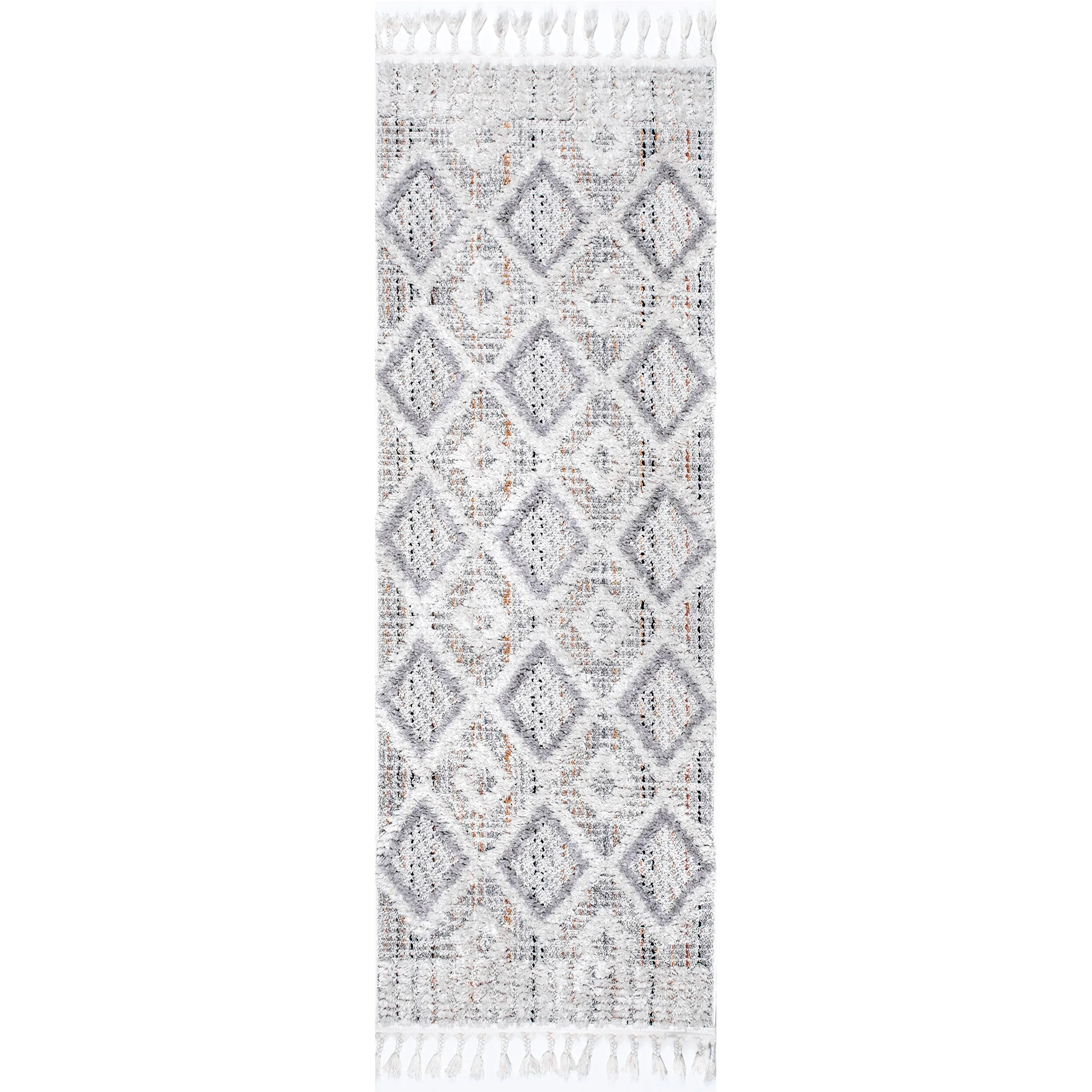 Nuloom Journey Shaggy Checkered Tiles Tassel Area Rug