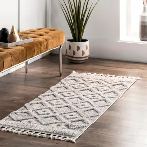 Nuloom Journey Shaggy Checkered Tiles Tassel Area Rug