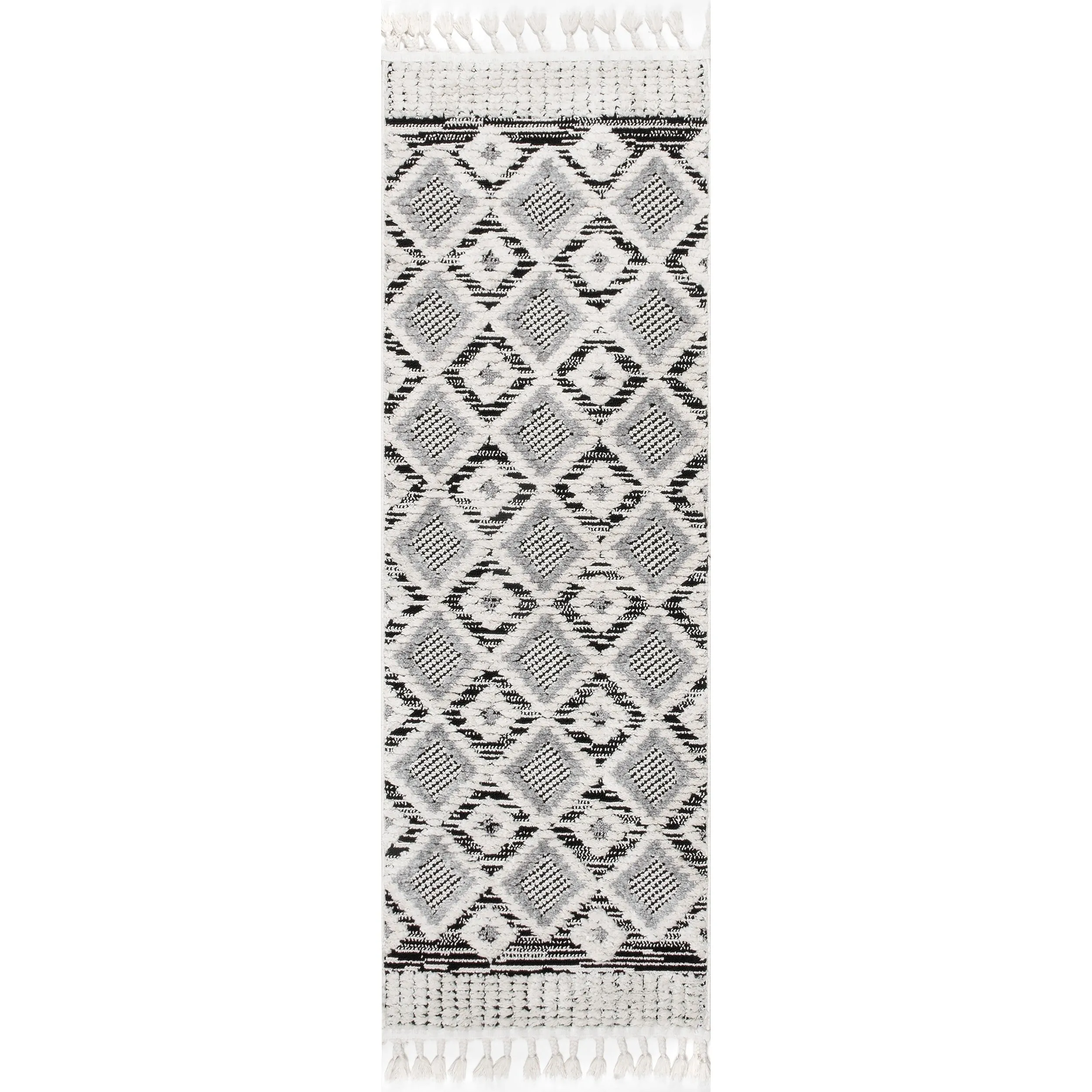Nuloom Journey Shaggy Checkered Tiles Tassel Area Rug