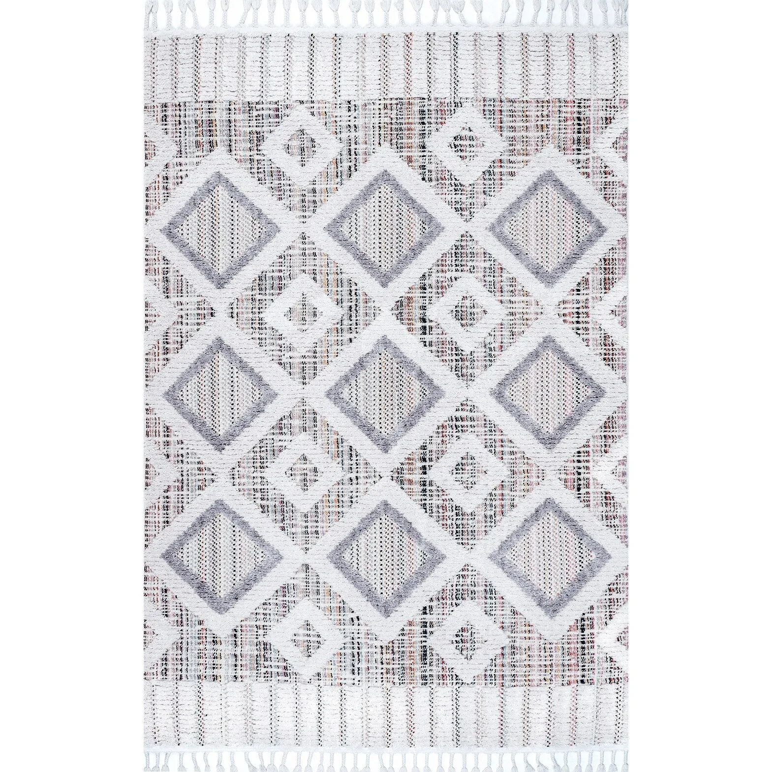 Nuloom Journey Shaggy Checkered Tiles Tassel Area Rug