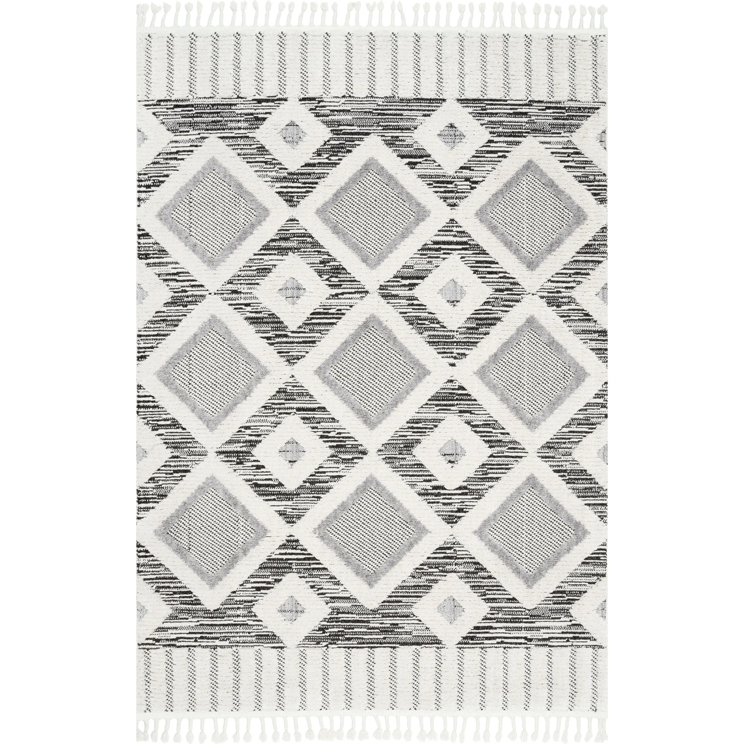 Nuloom Journey Shaggy Checkered Tiles Tassel Area Rug