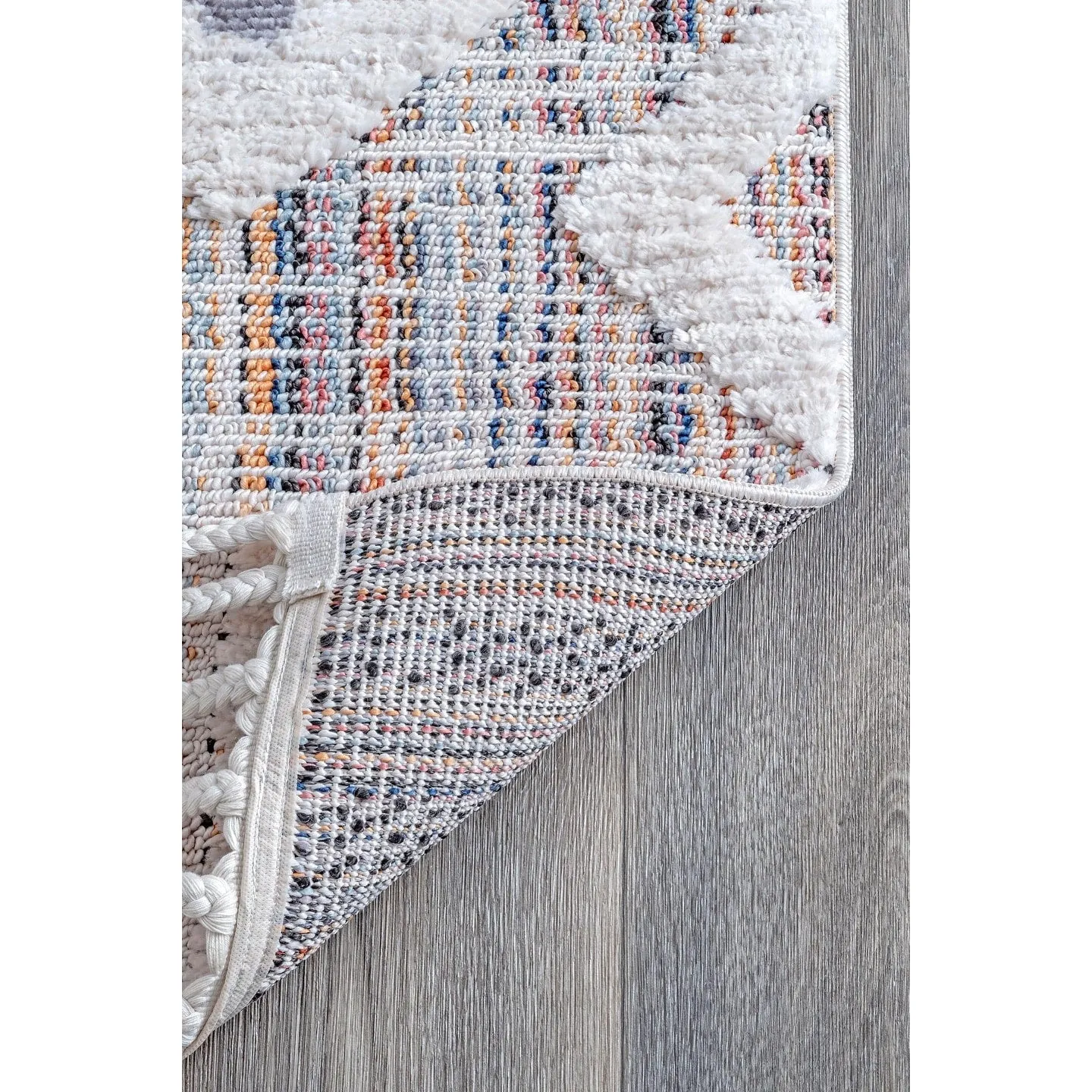 Nuloom Journey Shaggy Checkered Tiles Tassel Area Rug