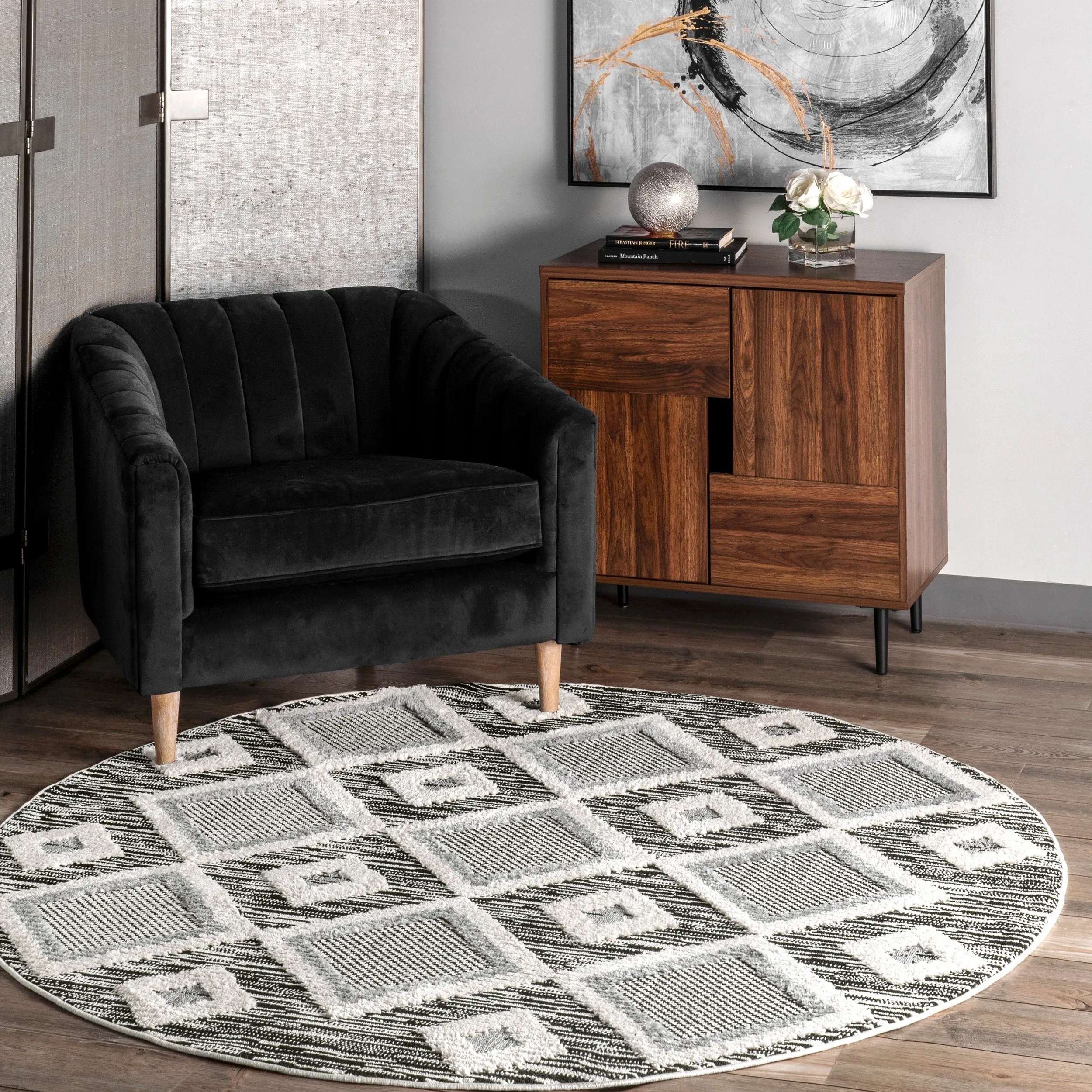 Nuloom Journey Shaggy Checkered Tiles Tassel Area Rug