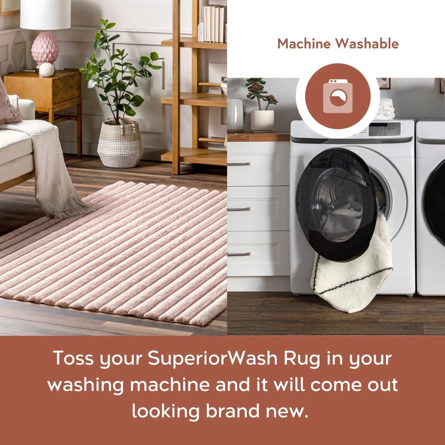 Nuloom Kai SuperiorWash Stripe Faux Rabbit Machine Washable Area Rug