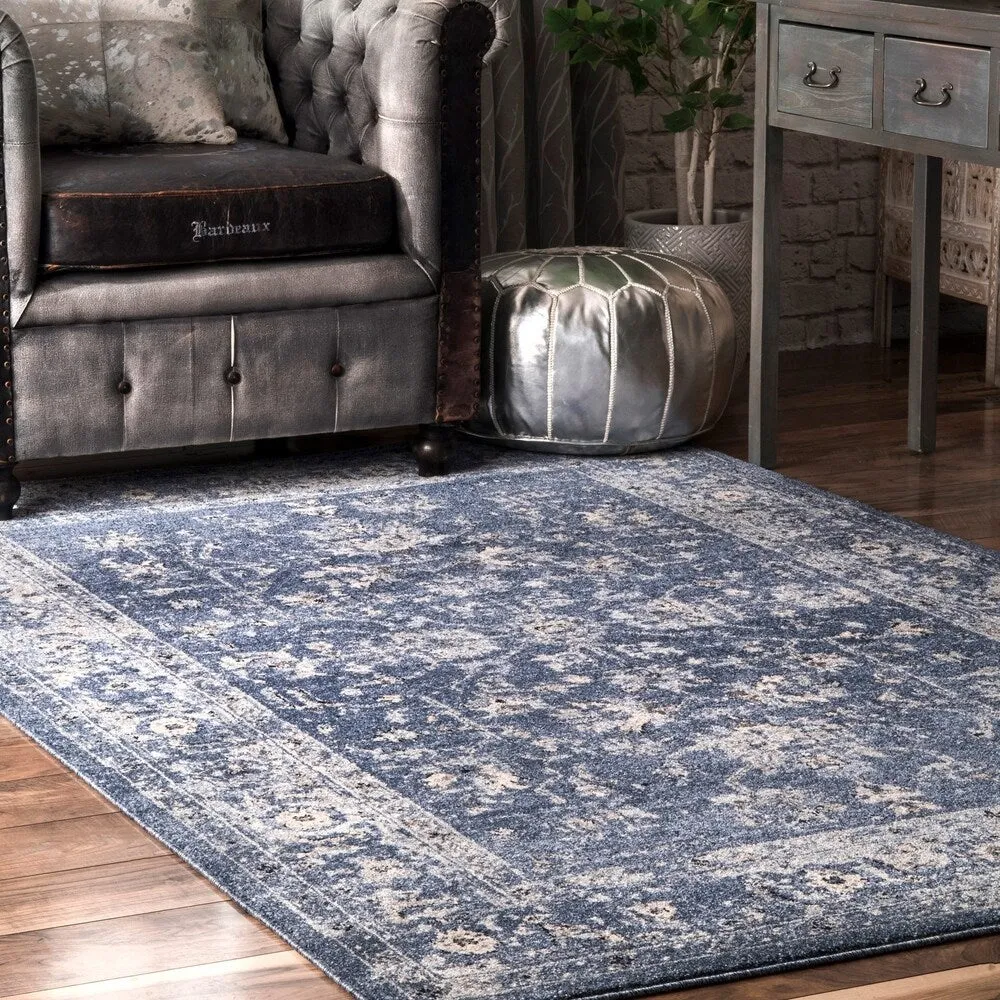 Nuloom Traditional Antique Lavish Versaille Blooming Fantasy Faded Frame Area Rug