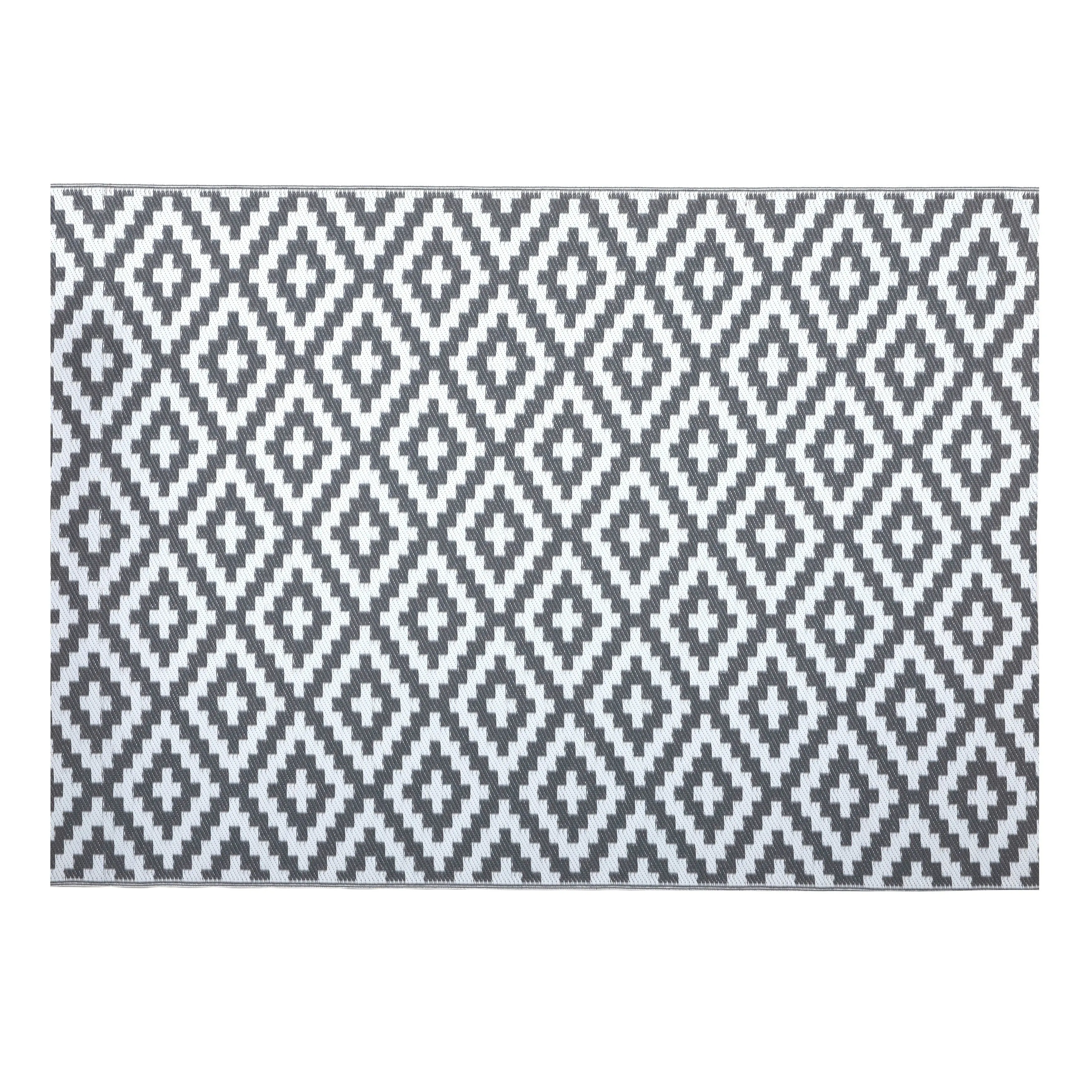 Nuu Garden Outdoor Reversible Rug. Rectangular Foldable Mat. Camping. RV. Gray & White Color